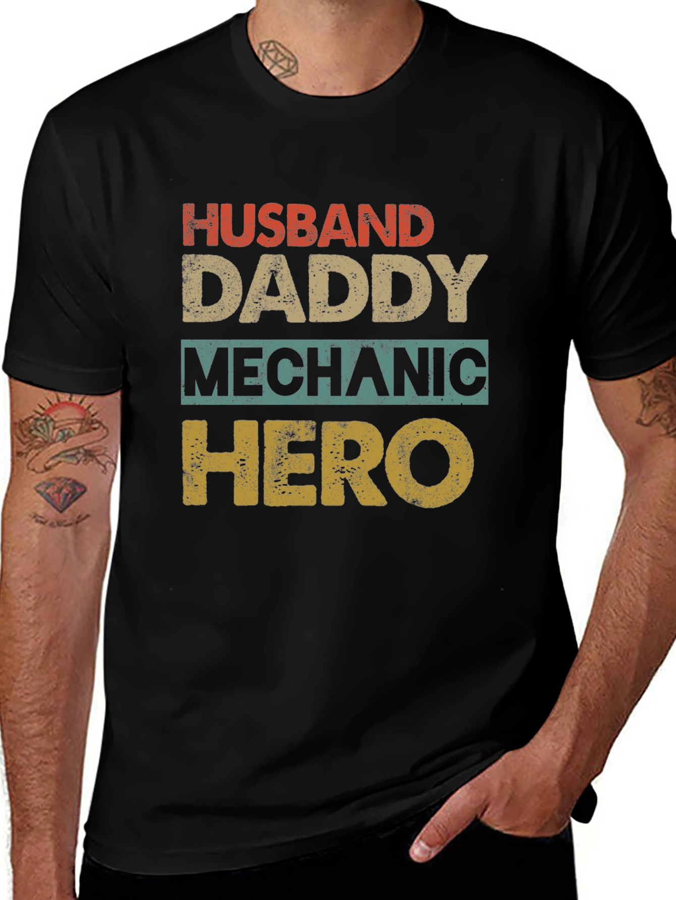 Husband Daddy Mechanic Hero Mens T-Shirt