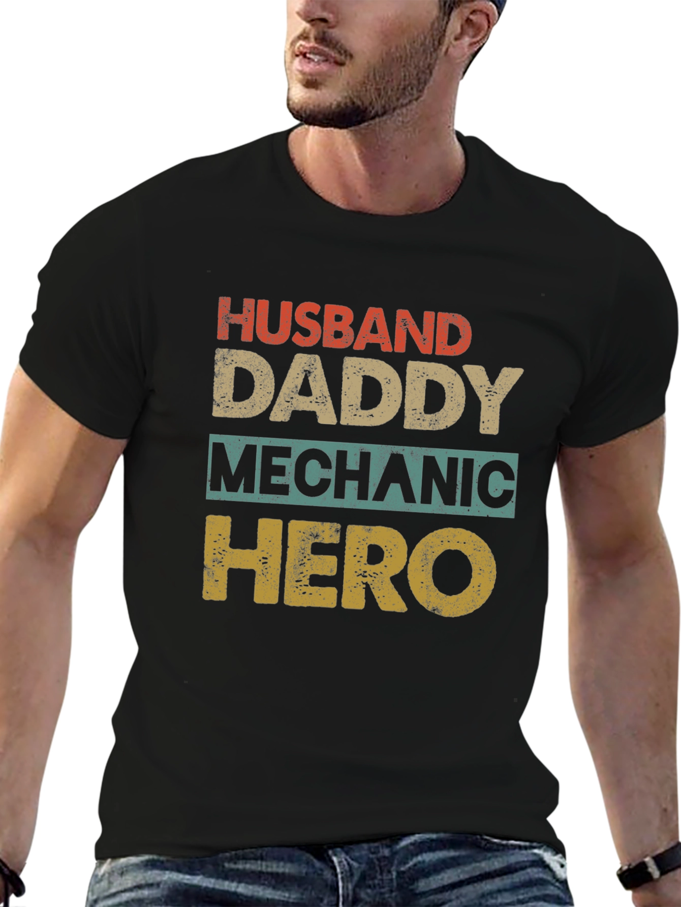 Husband Daddy Mechanic Hero Mens T-Shirt