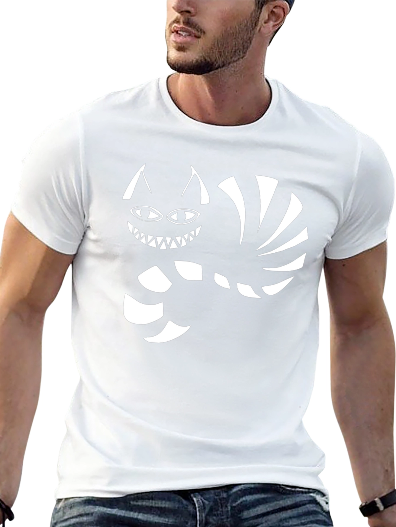 Cheshire Cat T-Shirt - Black Cotton Graphic Tee