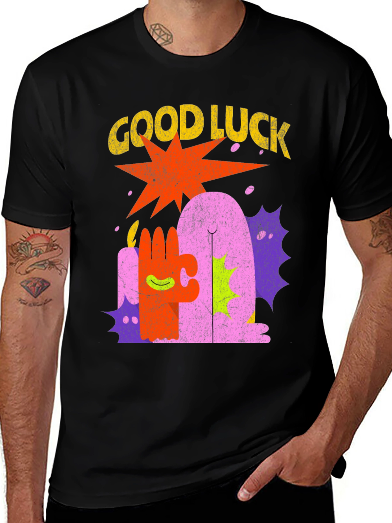 Good Luck Graphic Tee - Mens Black T-Shirt