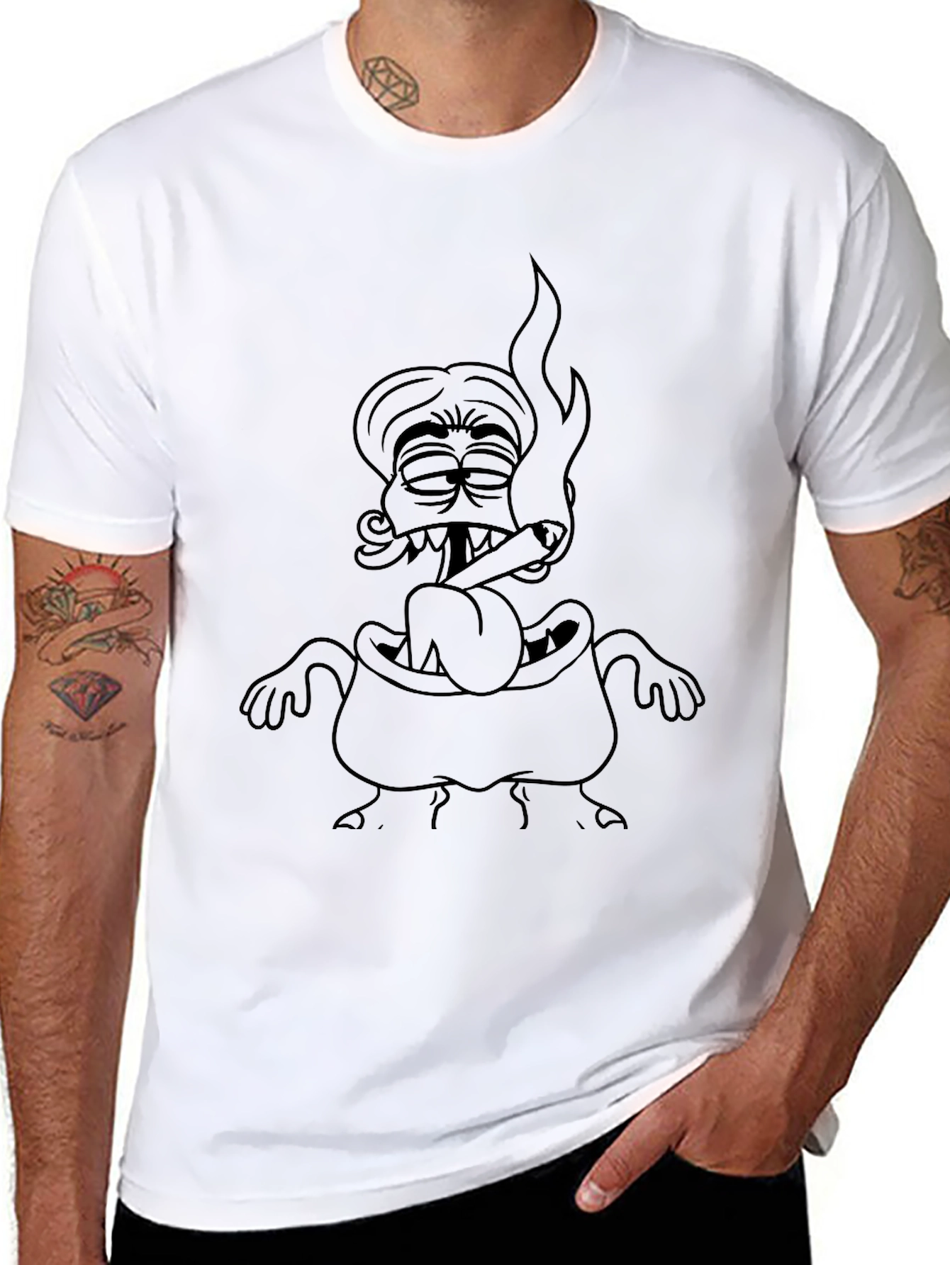 Cartoon Graphic T-Shirt - Black