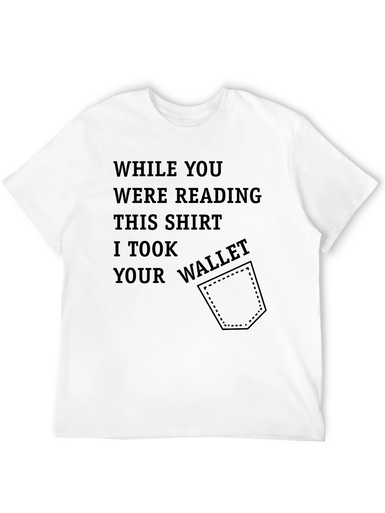 Funny Novelty Black T-Shirt - Stolen Wallet Design