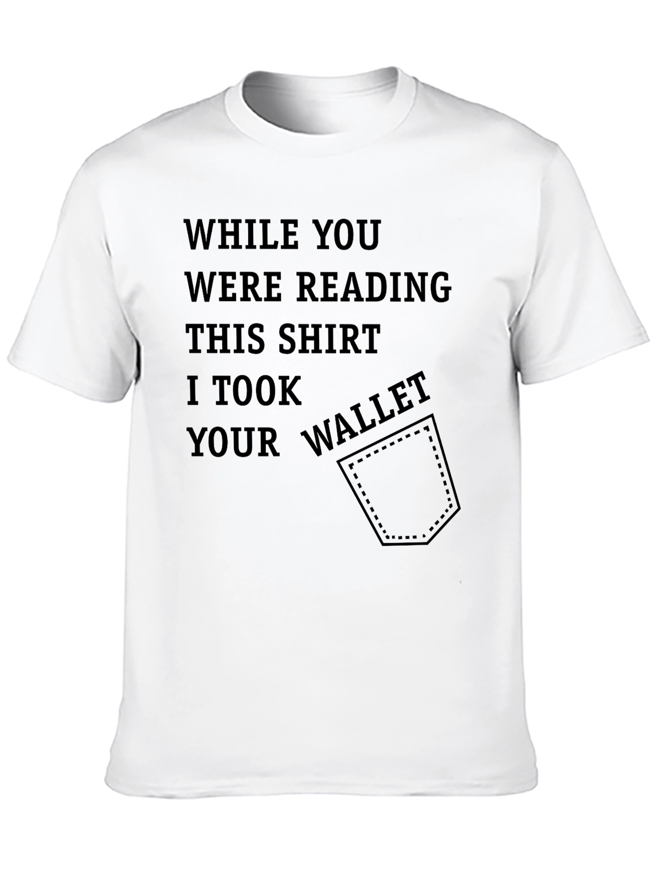 Funny Novelty Black T-Shirt - Stolen Wallet Design