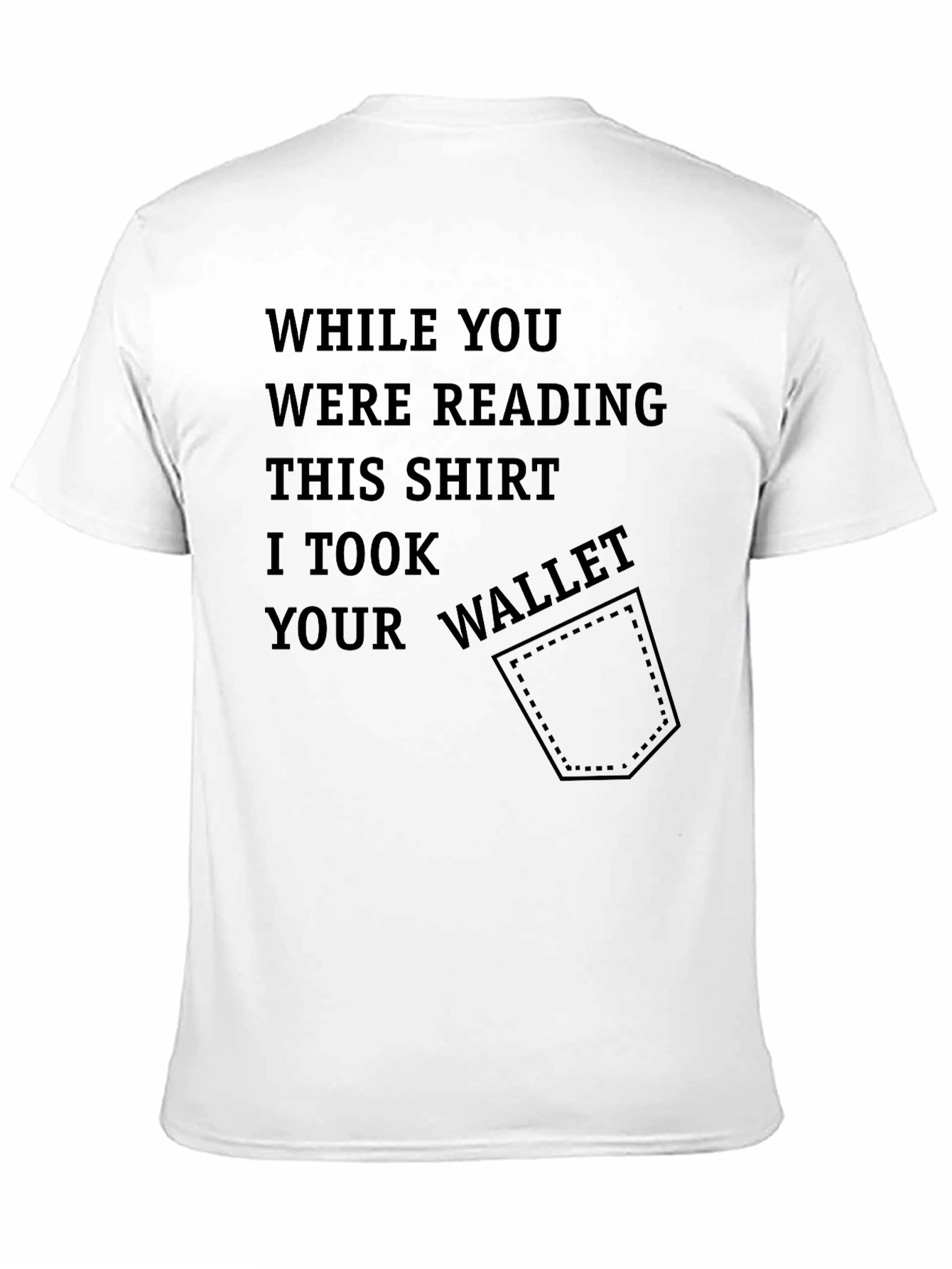 Funny Novelty Black T-Shirt - Stolen Wallet Design