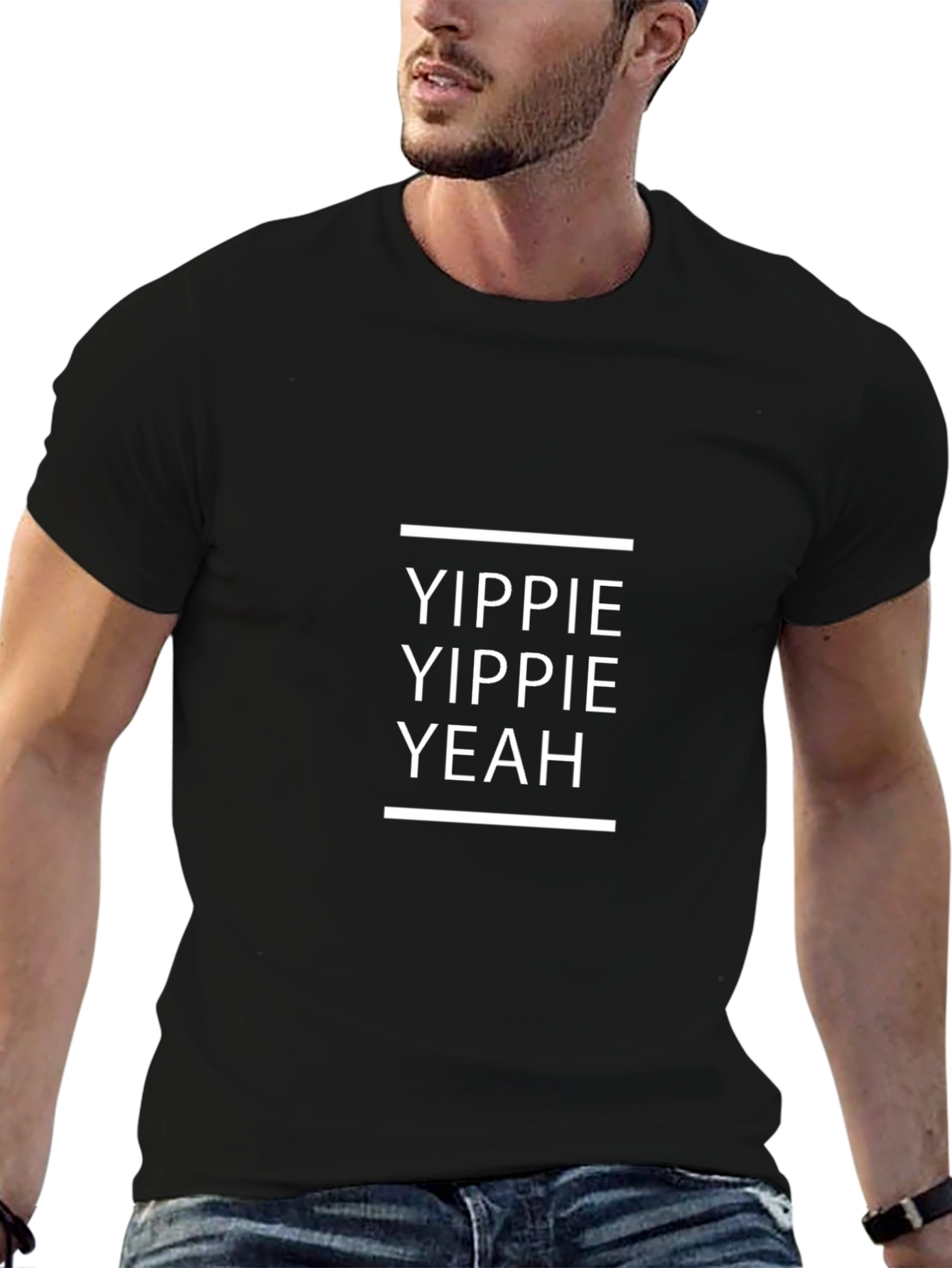 Yippie Yippie Yeah T-Shirt - Black Cotton Tee