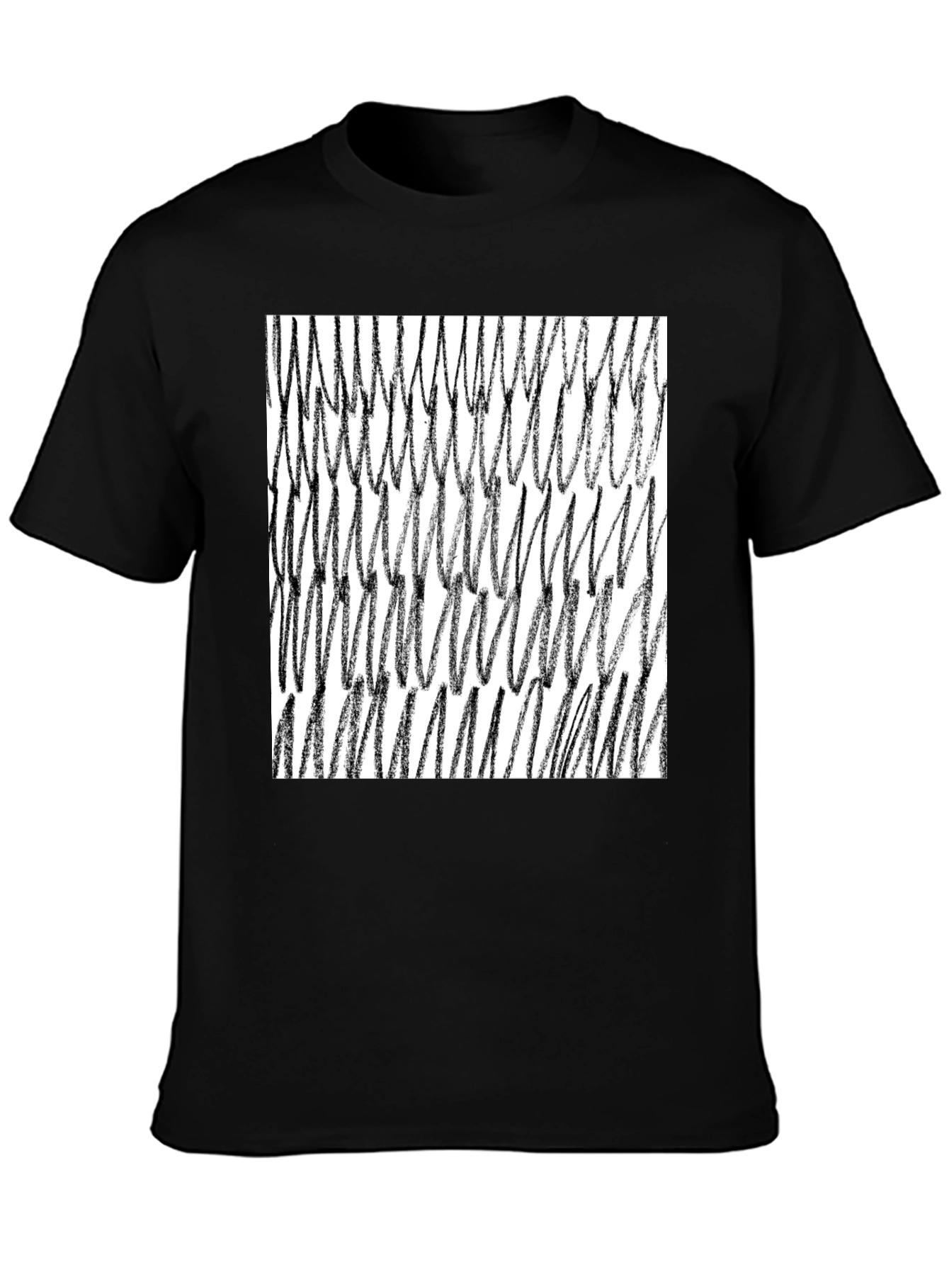 Abstract Scribble Graphic Tee - Black