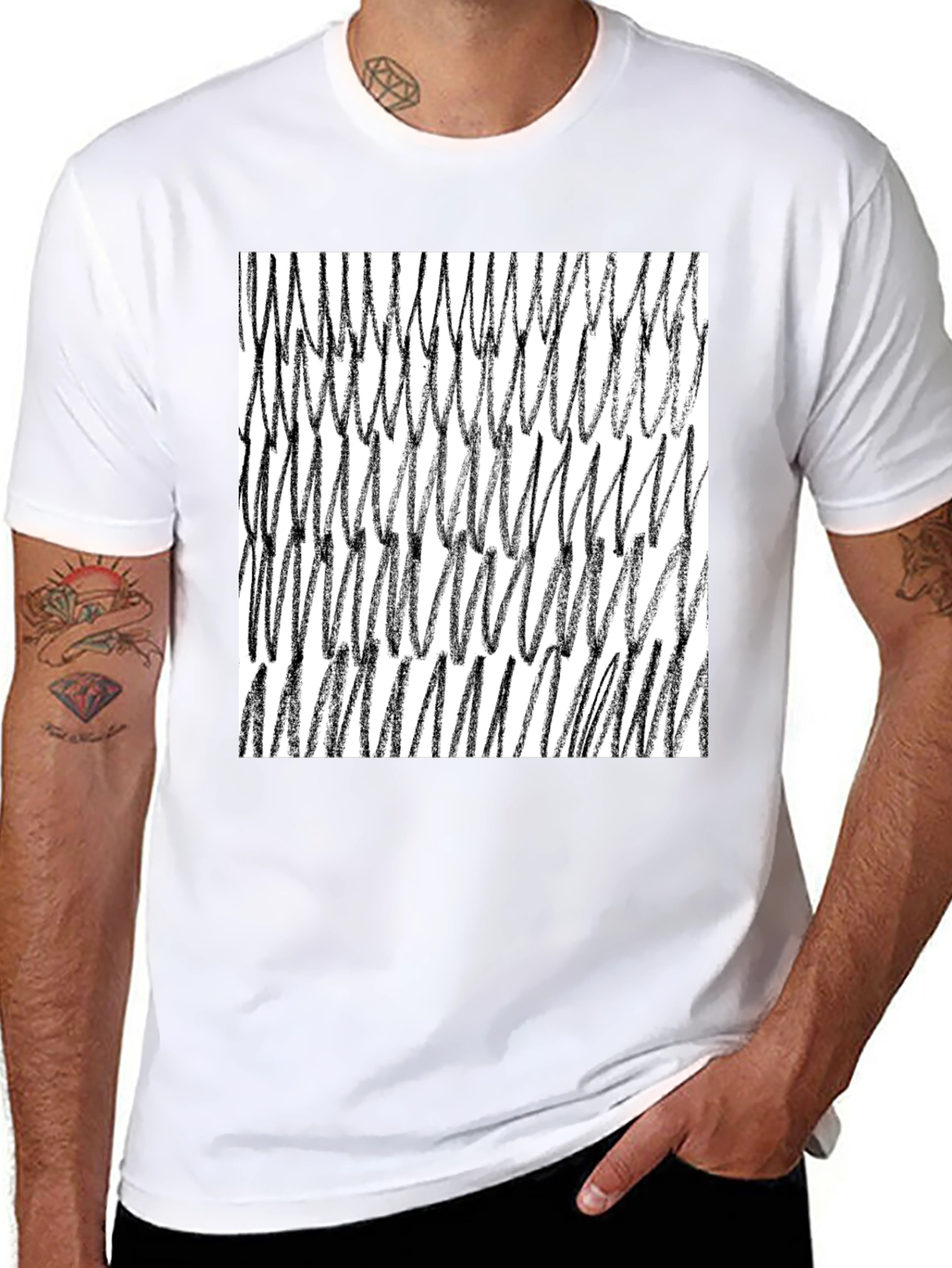 Abstract Scribble Graphic Tee - Black