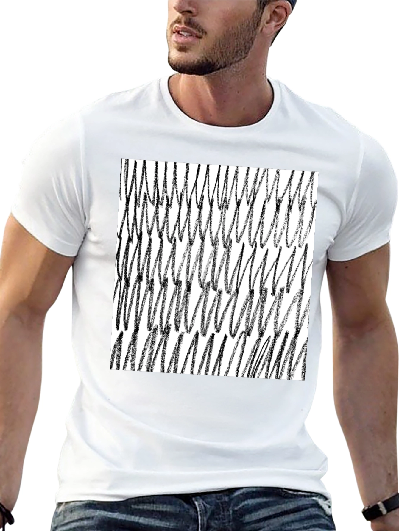 Abstract Scribble Graphic Tee - Black