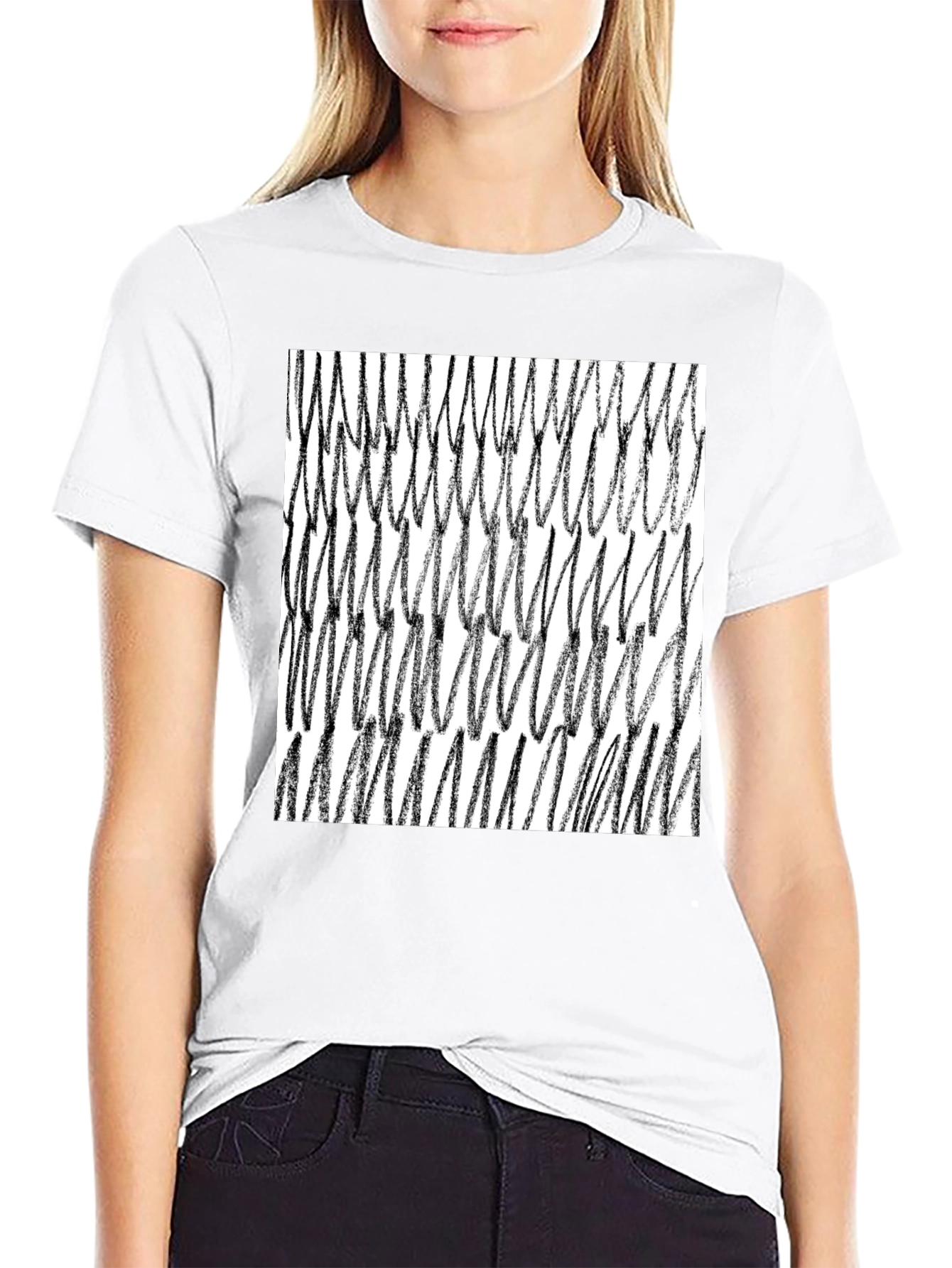 Abstract Scribble Graphic Tee - Black