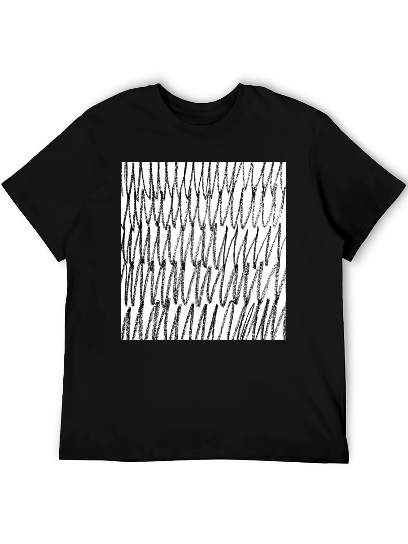 Abstract Scribble Graphic Tee - Black