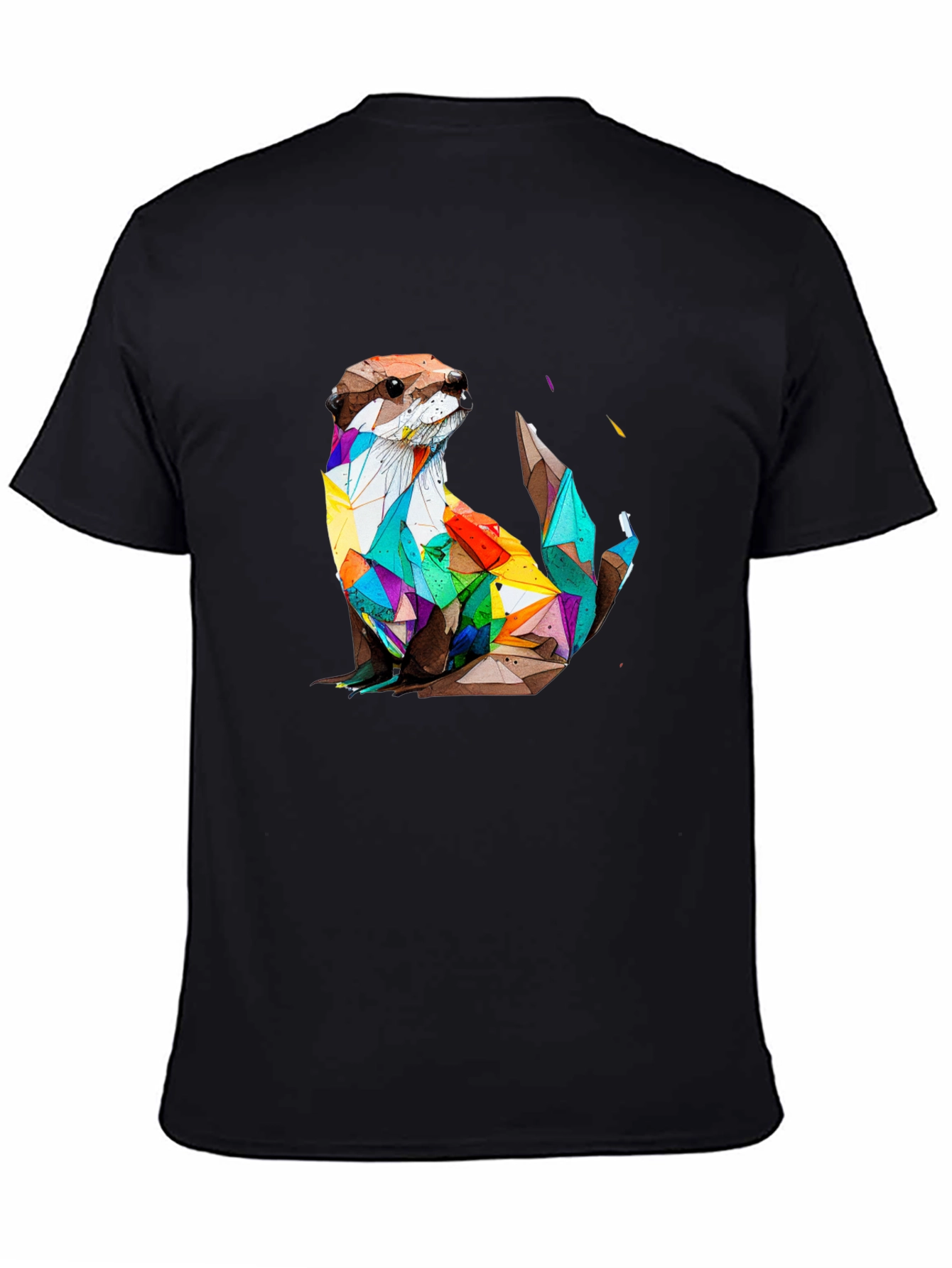 Geometric Otter Graphic Tee - Stylish Black T-Shirt