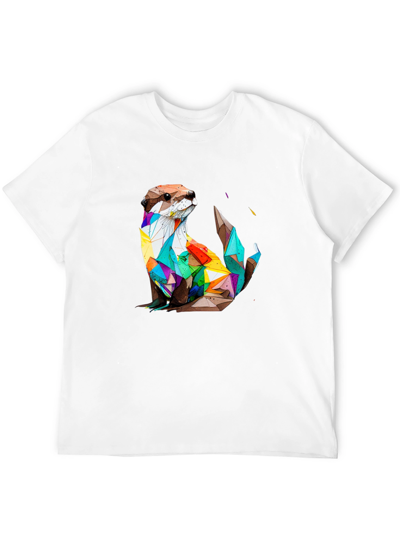 Geometric Otter Graphic Tee - Stylish Black T-Shirt