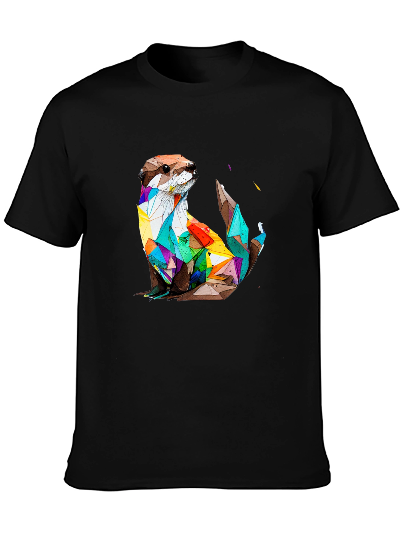 Geometric Otter Graphic Tee - Stylish Black T-Shirt