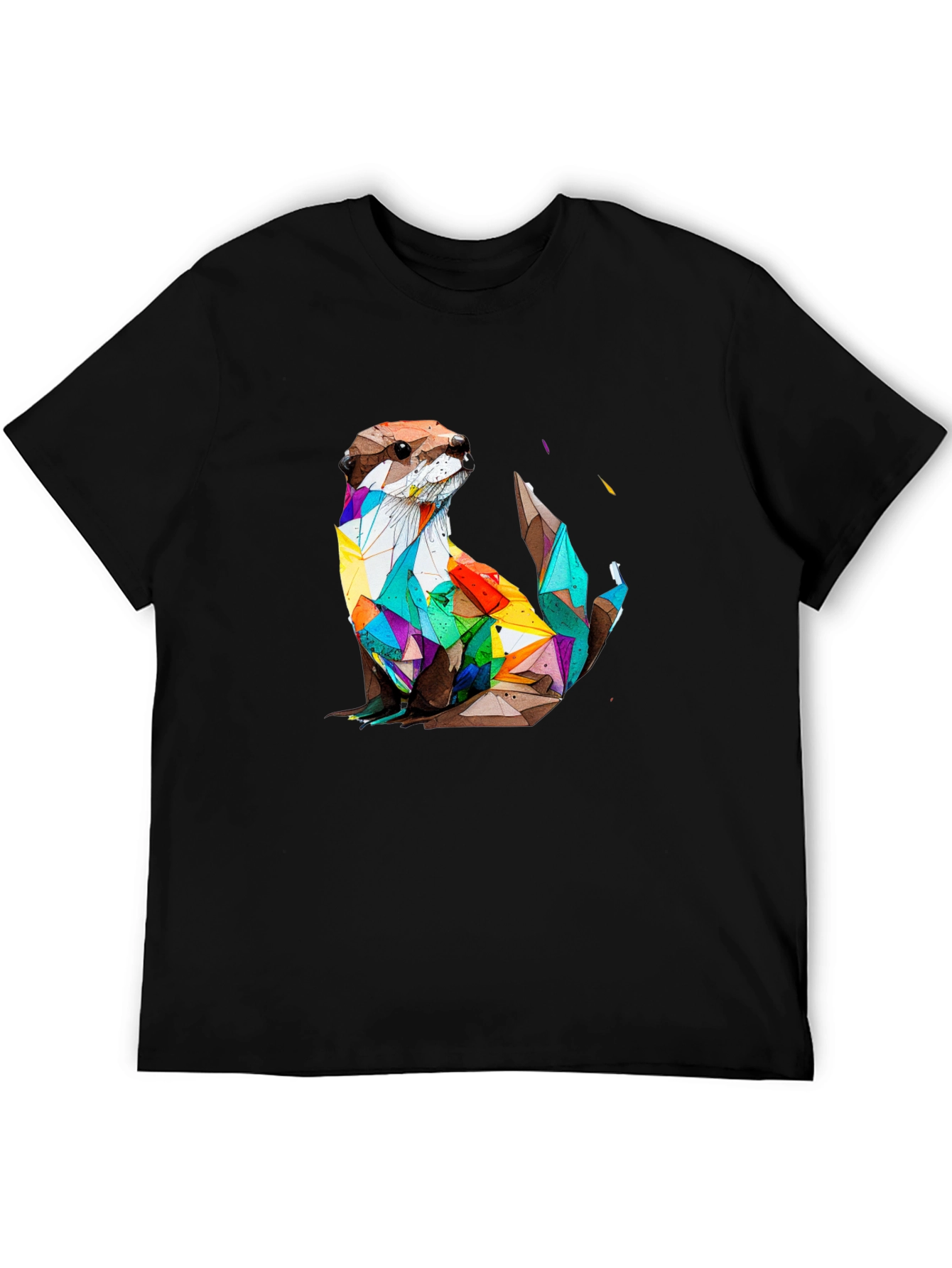Geometric Otter Graphic Tee - Stylish Black T-Shirt