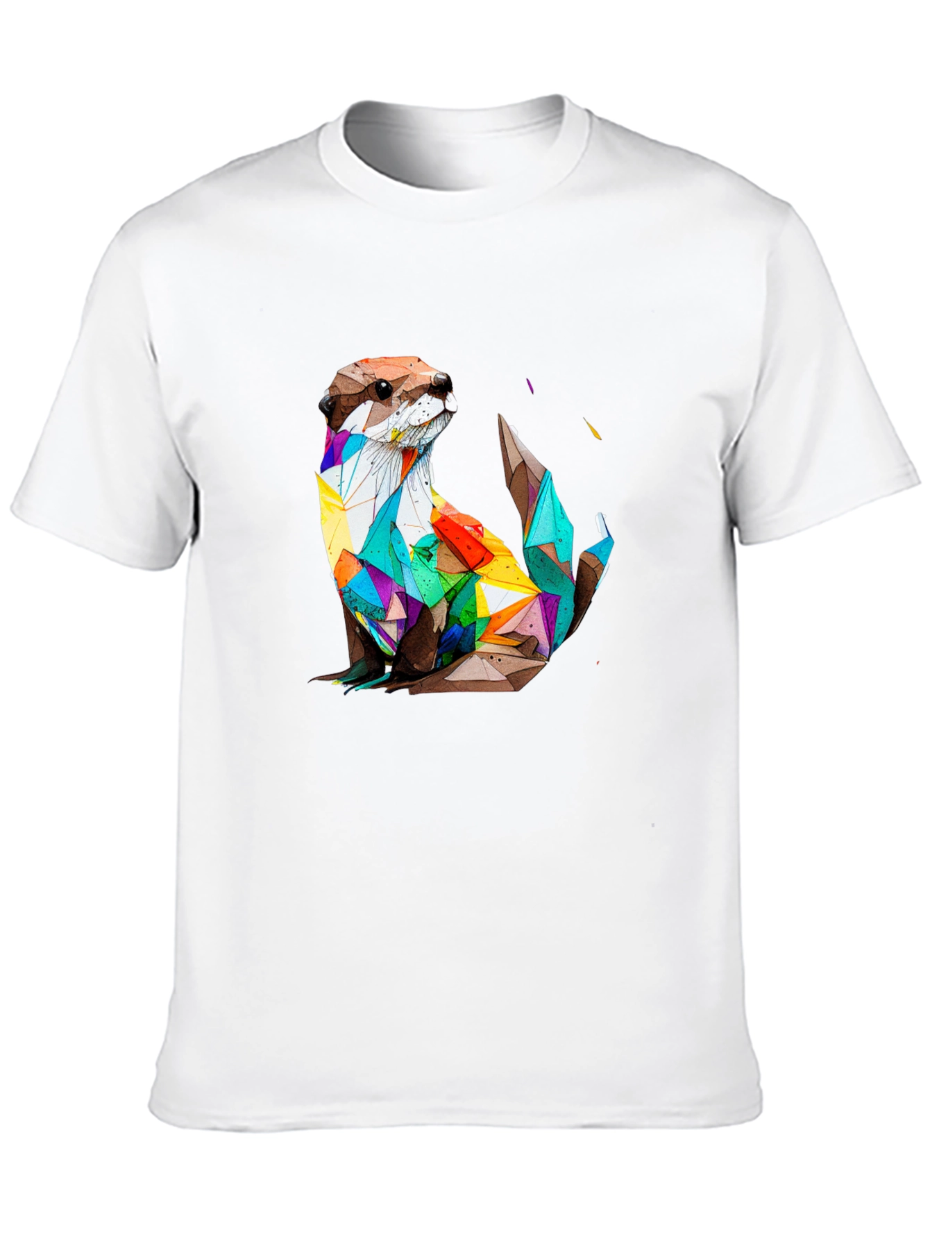 Geometric Otter Graphic Tee - Stylish Black T-Shirt