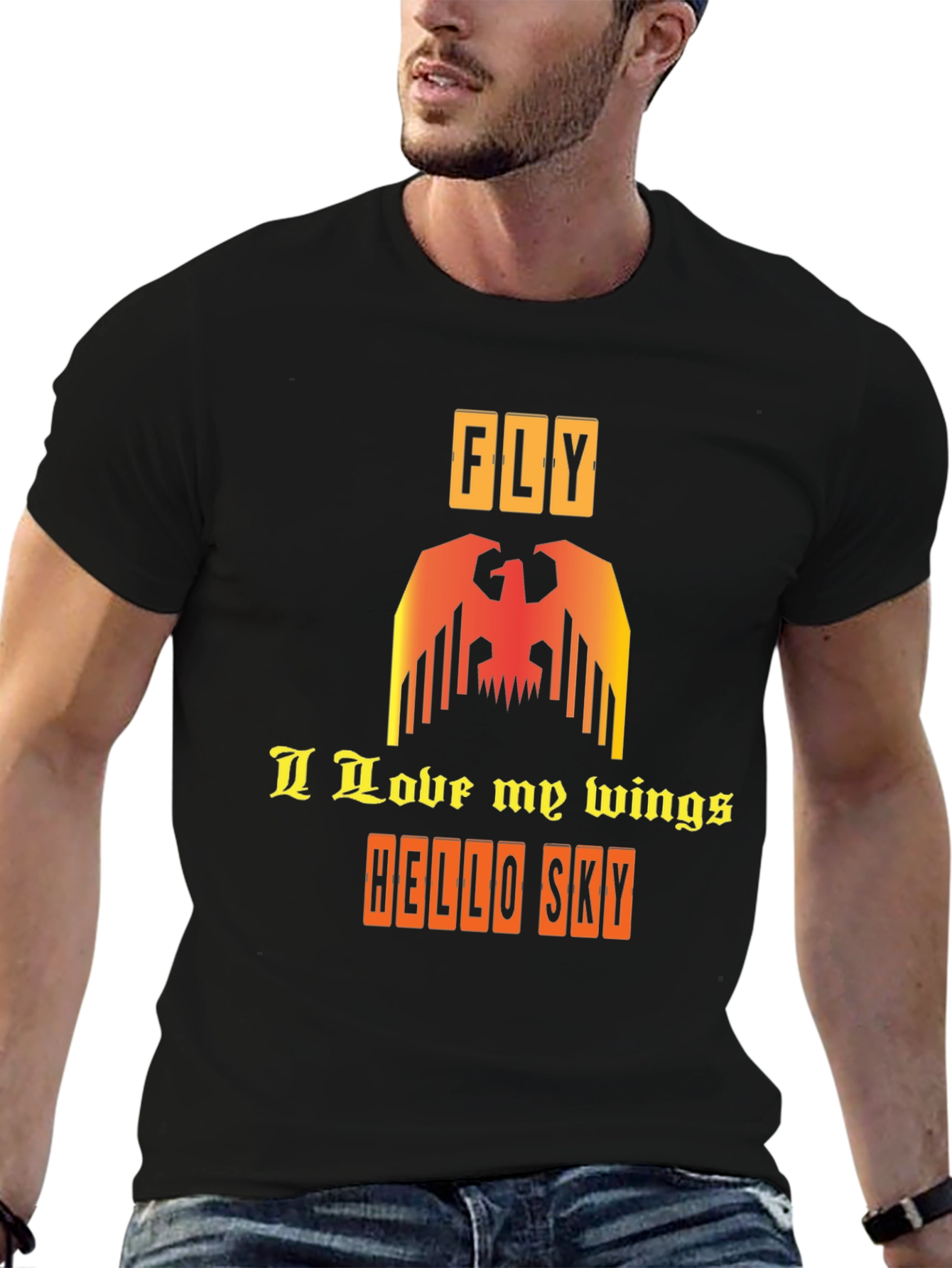 Fly with Wings Graphic Tee - Stylish Black T-Shirt