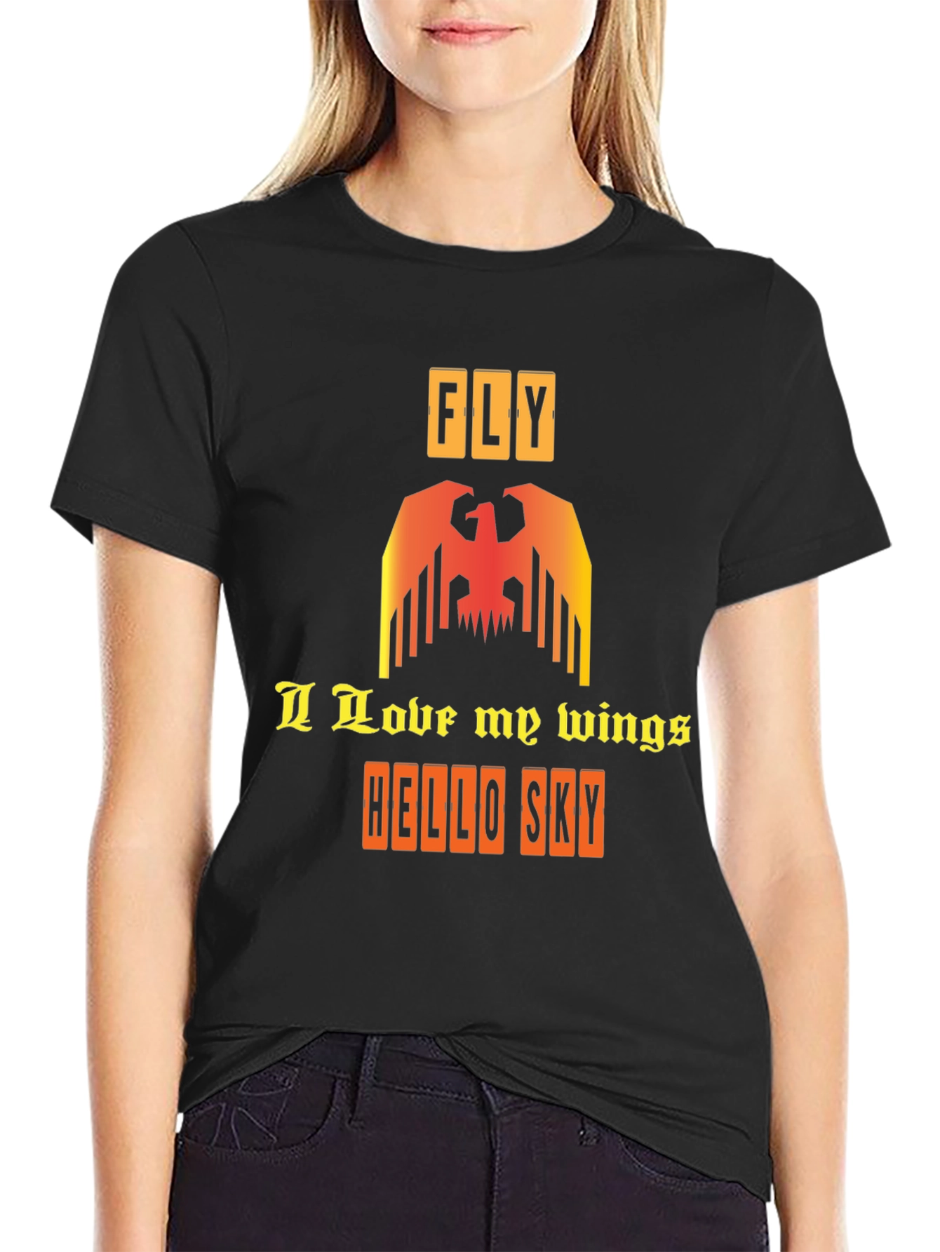 Fly with Wings Graphic Tee - Stylish Black T-Shirt