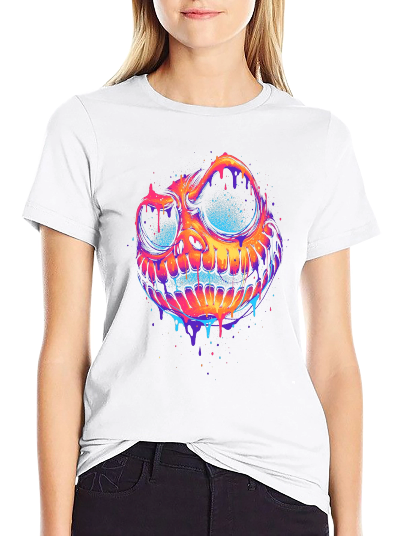 Psychedelic Skull Graphic Tee - Bold & Unique