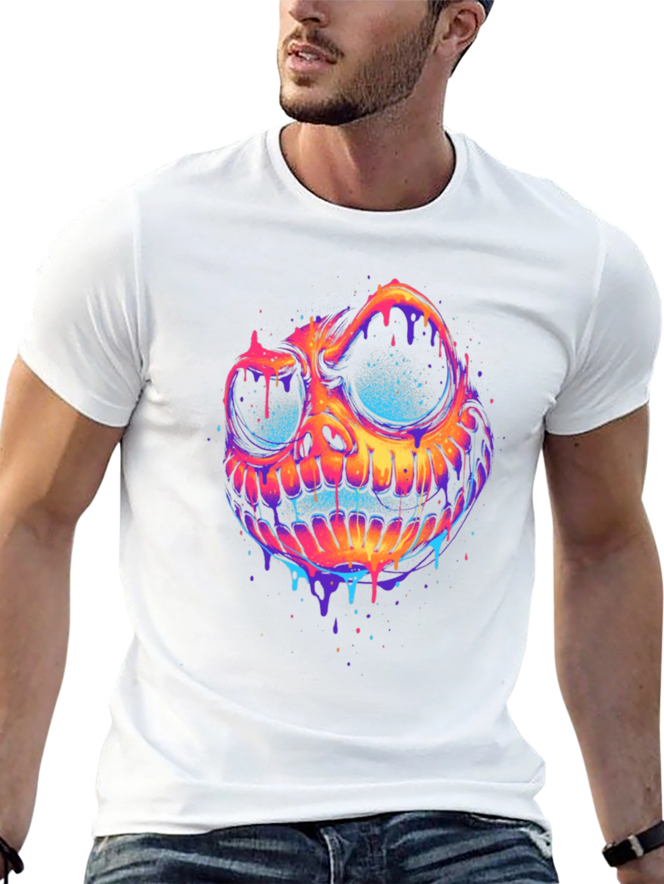 Psychedelic Skull Graphic Tee - Bold & Unique