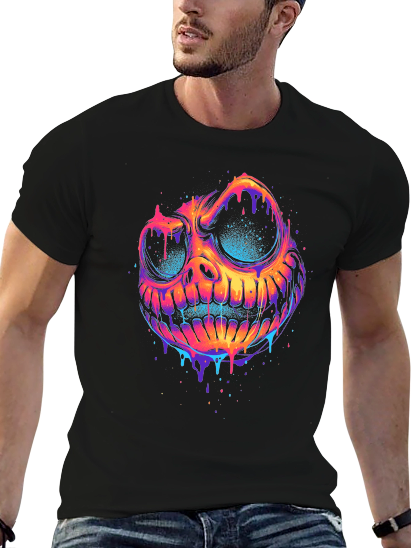 Psychedelic Skull Graphic Tee - Bold & Unique