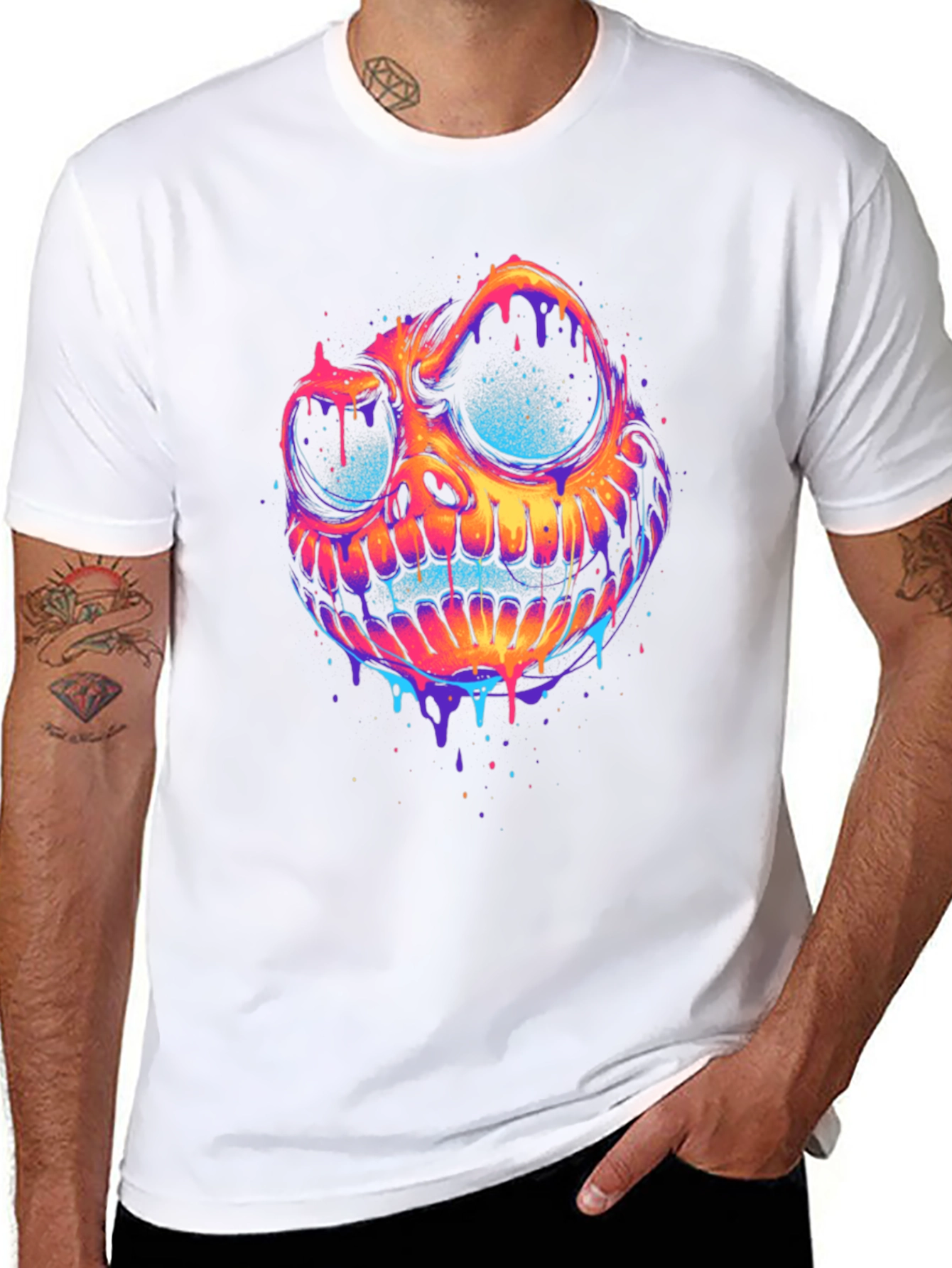 Psychedelic Skull Graphic Tee - Bold & Unique