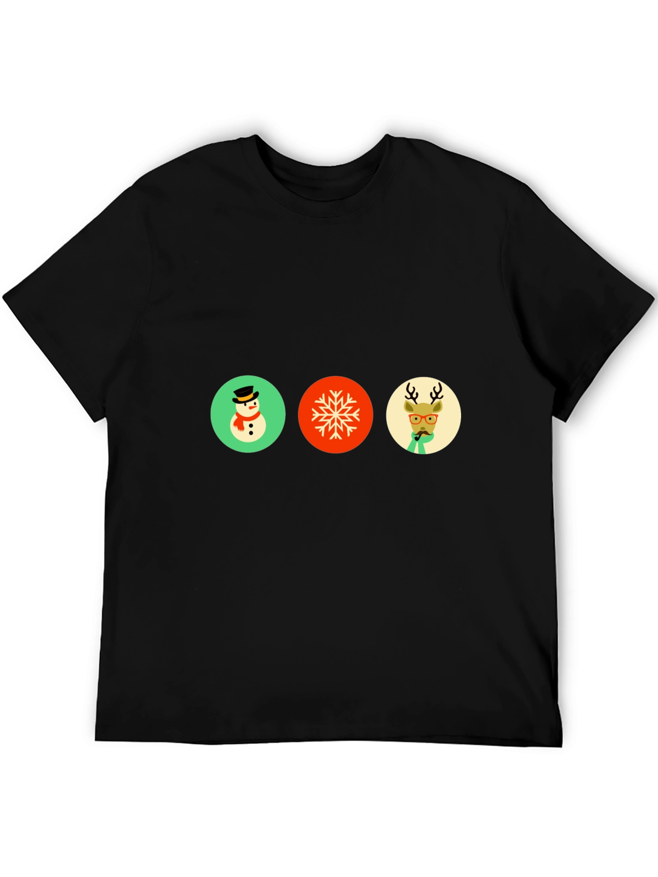 Festive Holiday Graphic Tee - Snowman Snowflake Reindeer