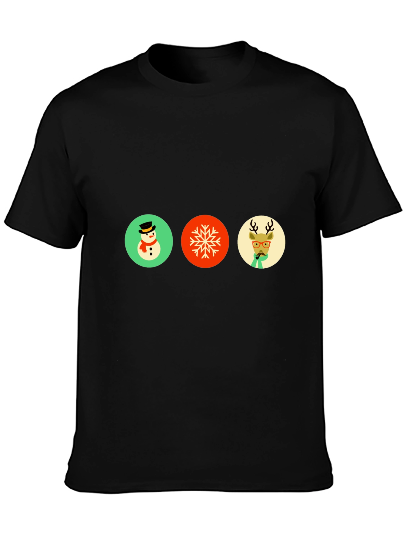 Festive Holiday Graphic Tee - Snowman Snowflake Reindeer
