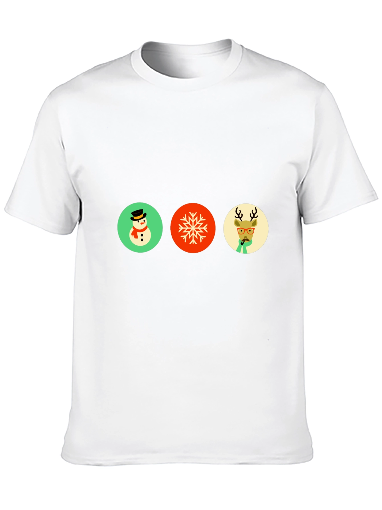 Festive Holiday Graphic Tee - Snowman Snowflake Reindeer