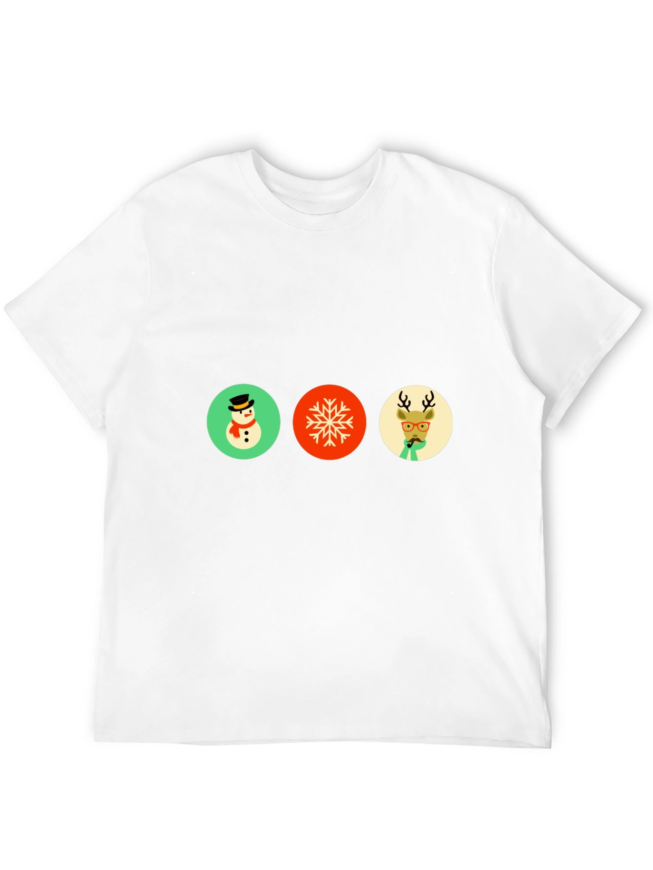 Festive Holiday Graphic Tee - Snowman Snowflake Reindeer