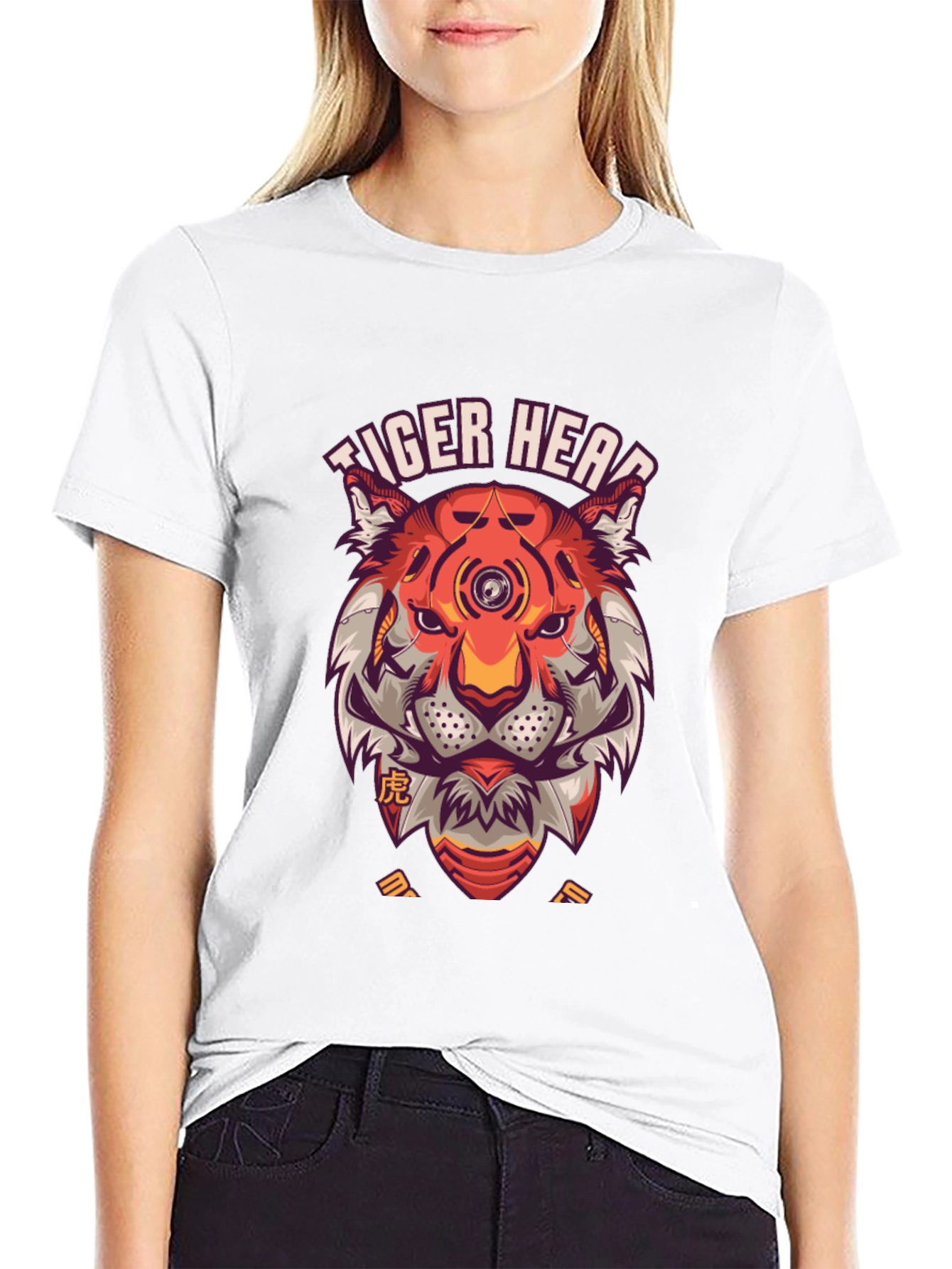 Cyber Tiger Head Black T-Shirt - Cool Graphic Tee