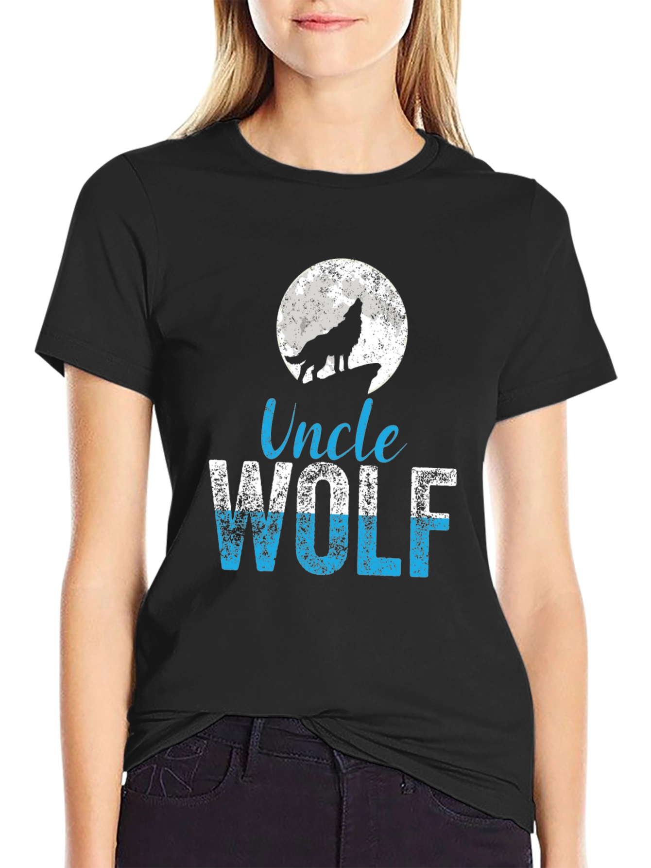 Uncle Wolf Graphic T-Shirt - Howling Wolf Moon Tee