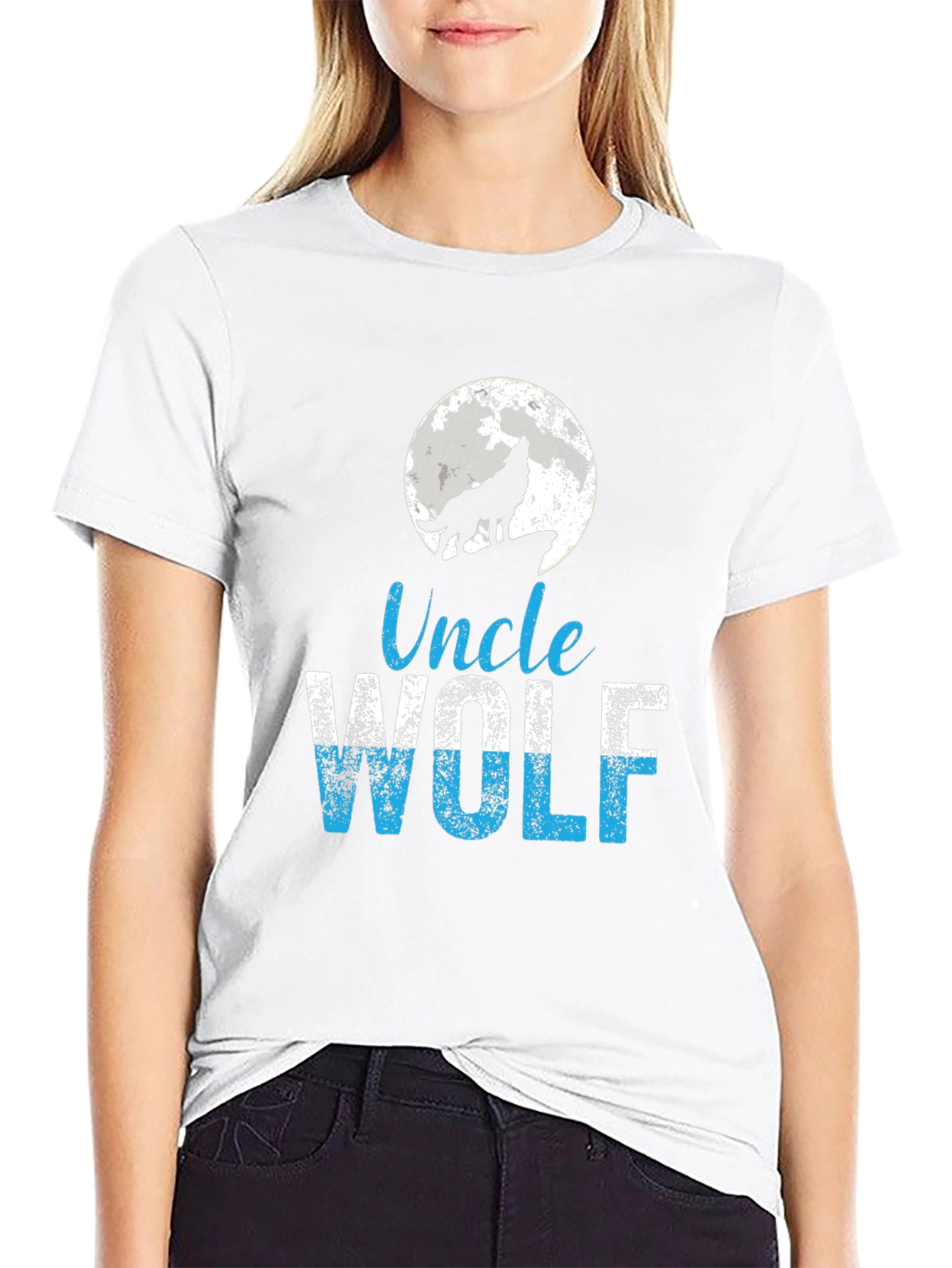 Uncle Wolf Graphic T-Shirt - Howling Wolf Moon Tee
