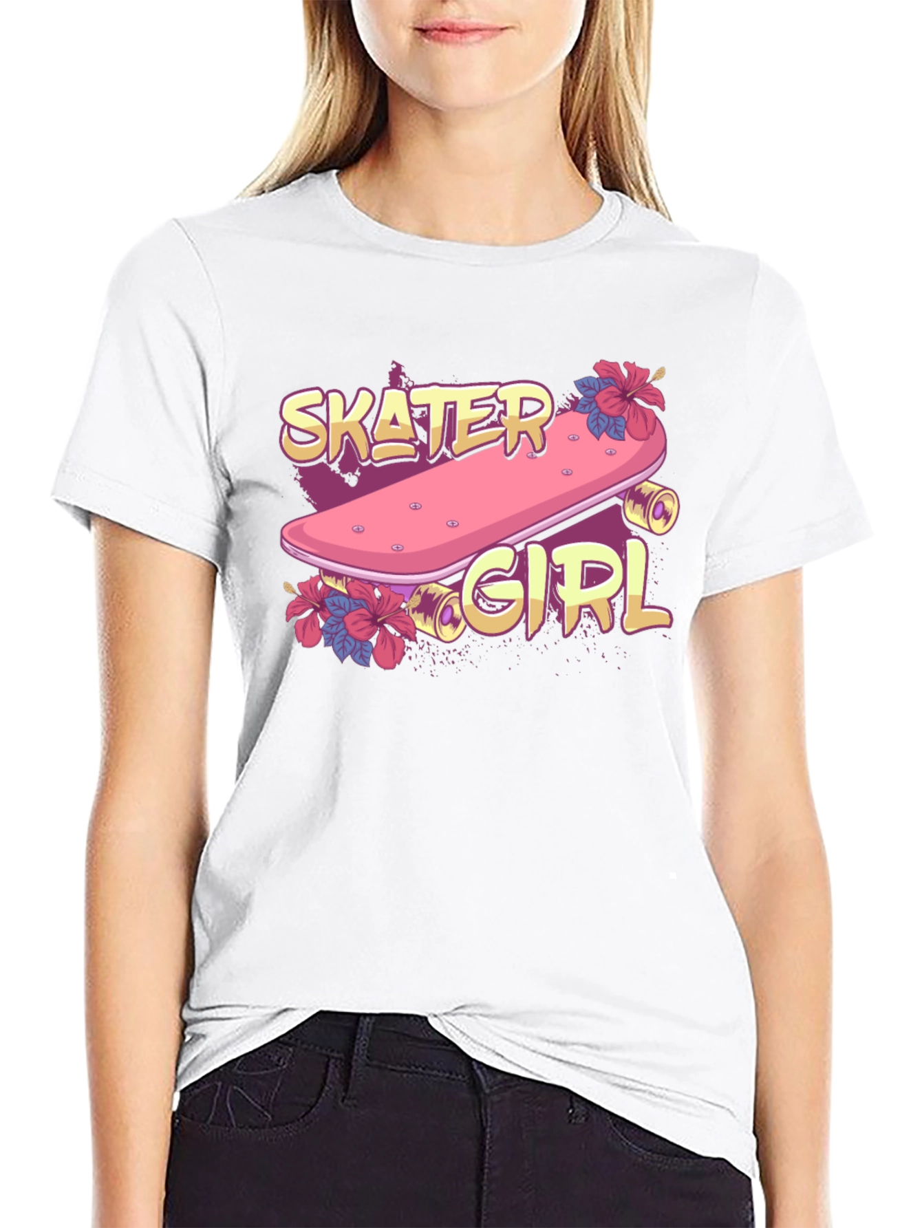 Skater Girl Graphic T-Shirt - Trendy Skateboarding Style