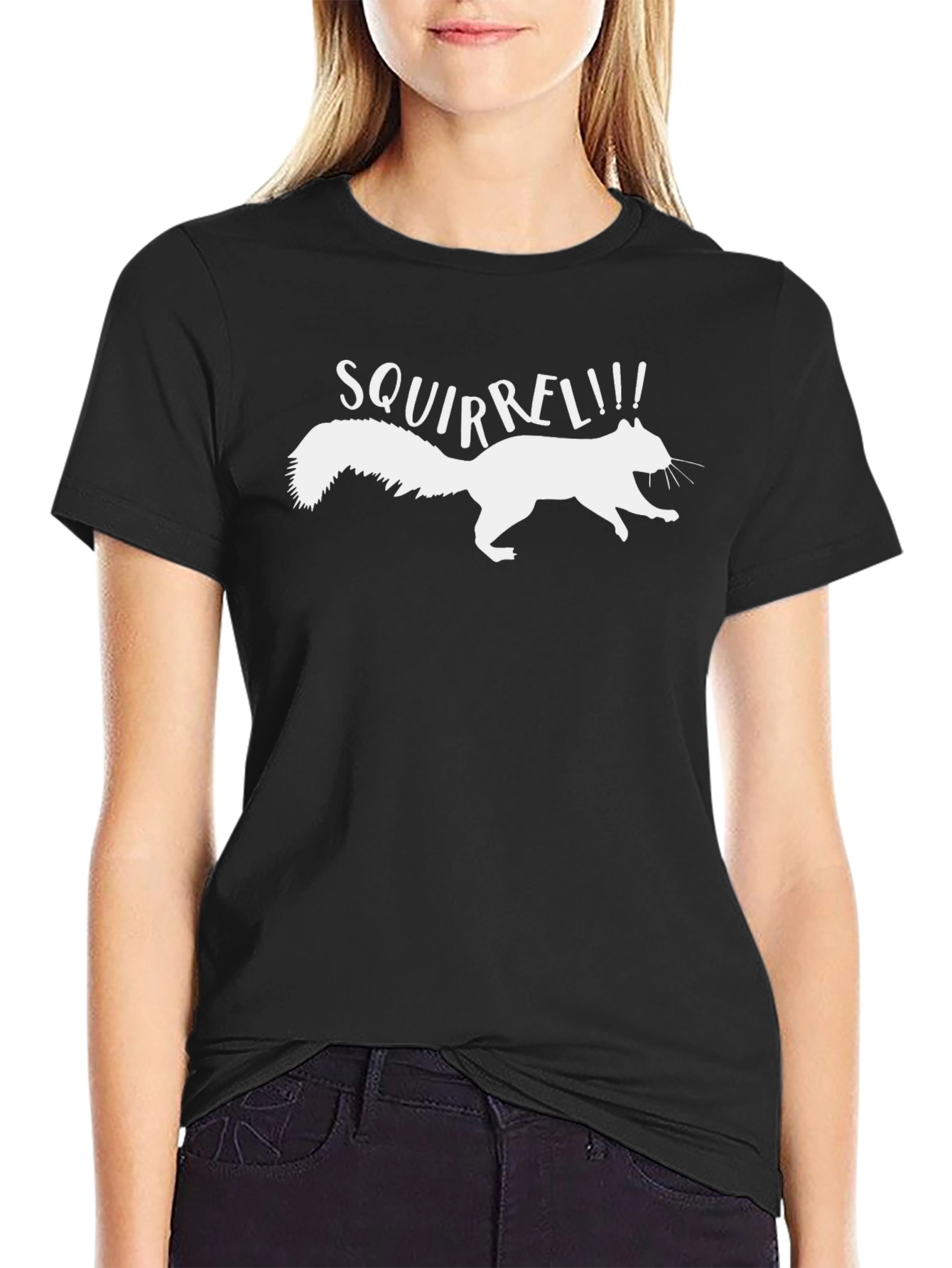 Squirrel! Graphic Tee - Black Cotton T-Shirt