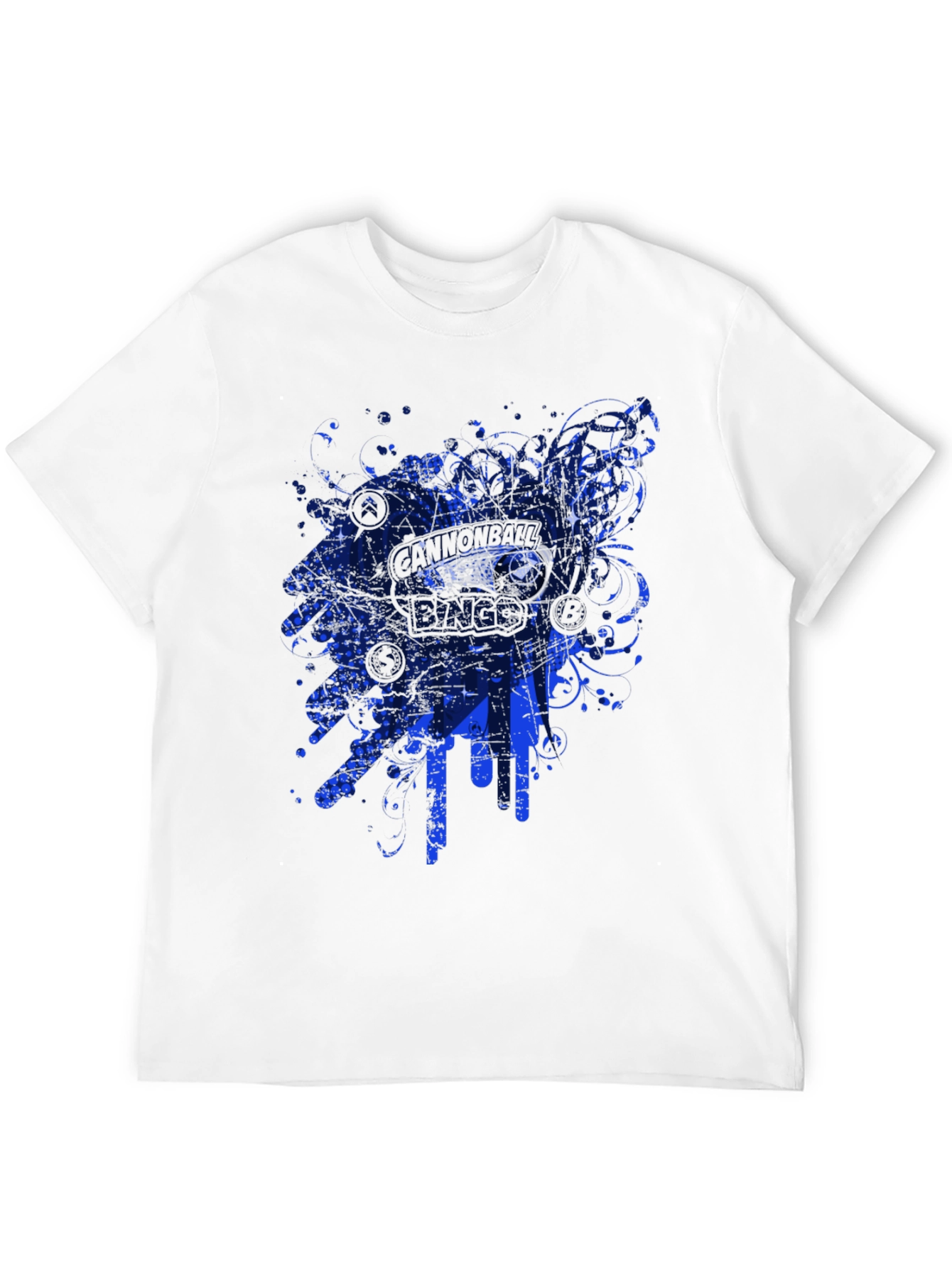 Mens Black Graphic Tee - Blue Abstract Design