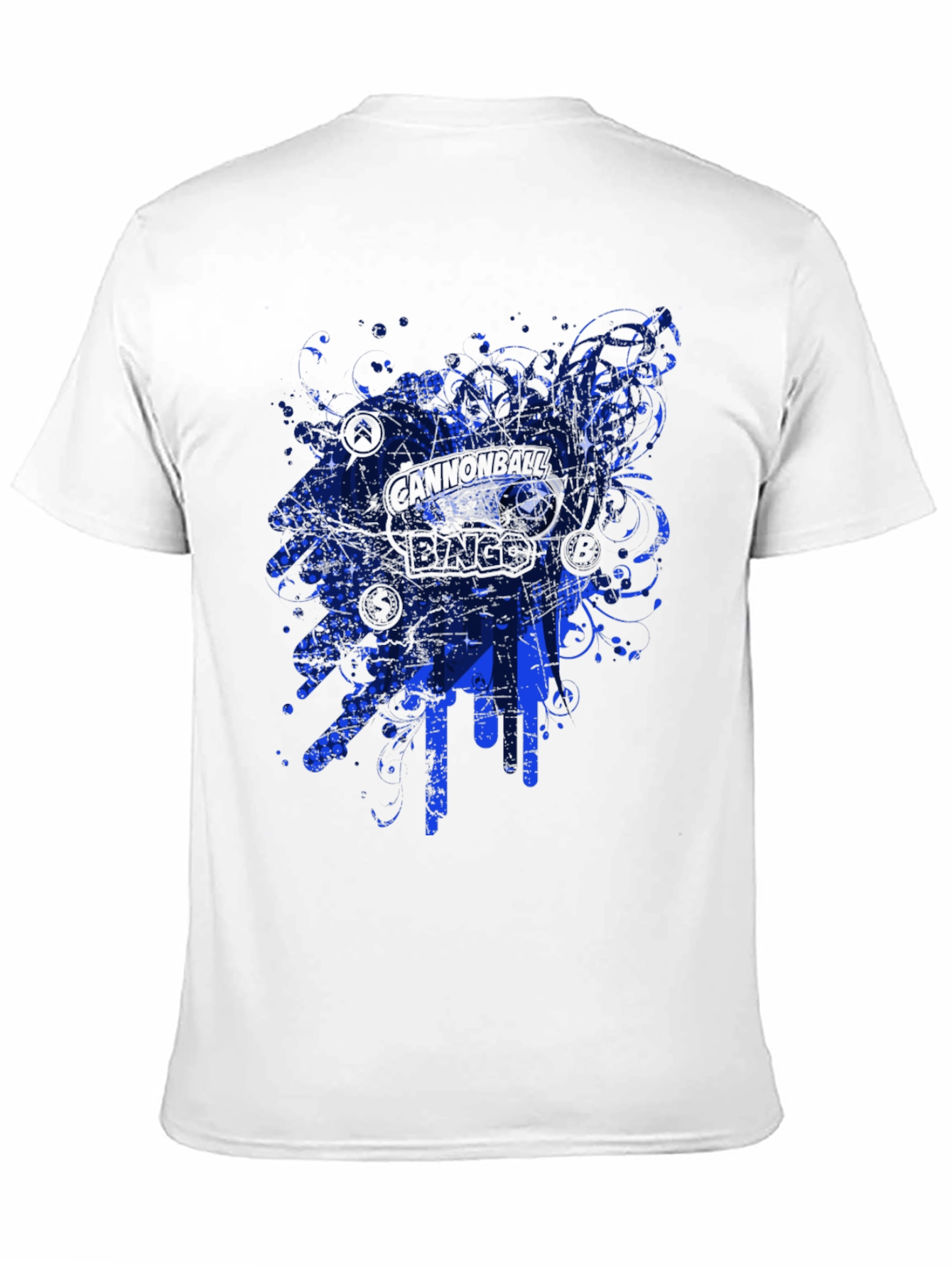 Mens Black Graphic Tee - Blue Abstract Design