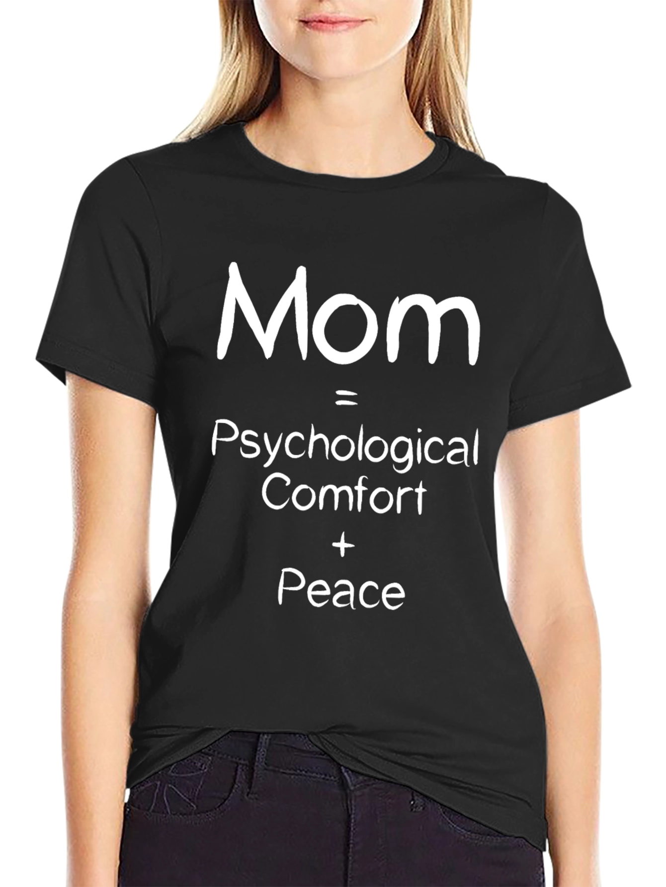 Mom Psychological Comfort Peace Black Graphic T-Shirt