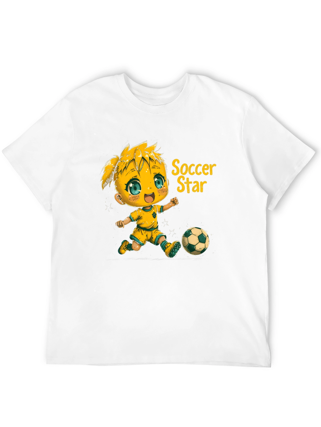 Soccer Star Graphic Tee - Black Cotton Shirt