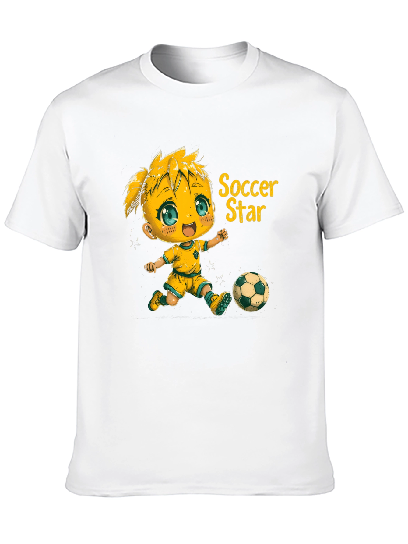 Soccer Star Graphic Tee - Black Cotton Shirt