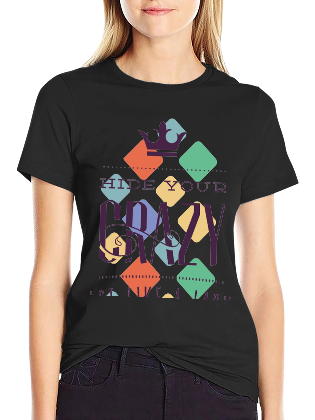 Hide Your Crazy Mens Black Graphic Tee