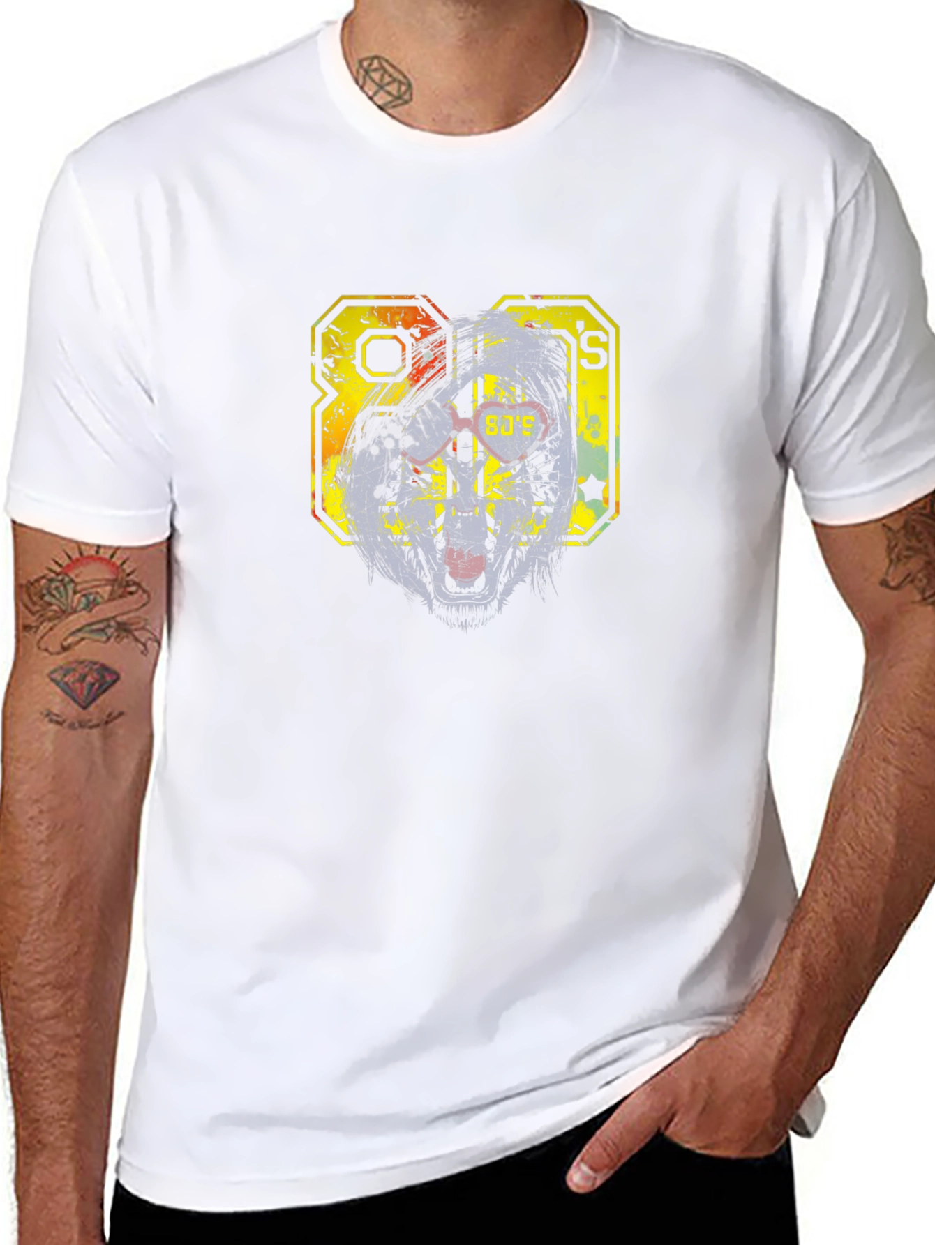 Retro 80s Graphic Print Black T-Shirt