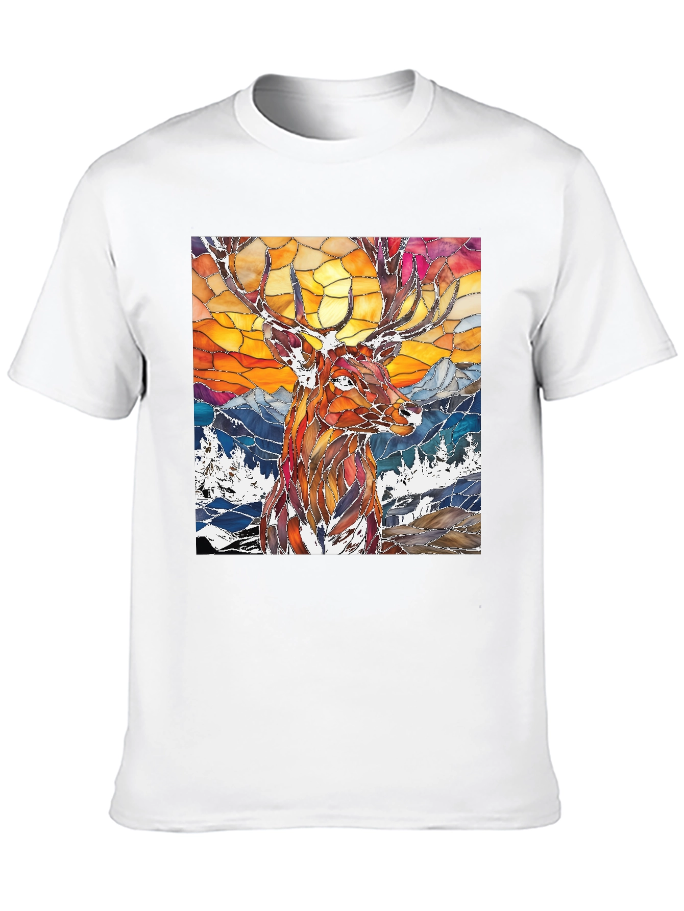 Stained Glass Deer Graphic Tee - Mens Black T-Shirt
