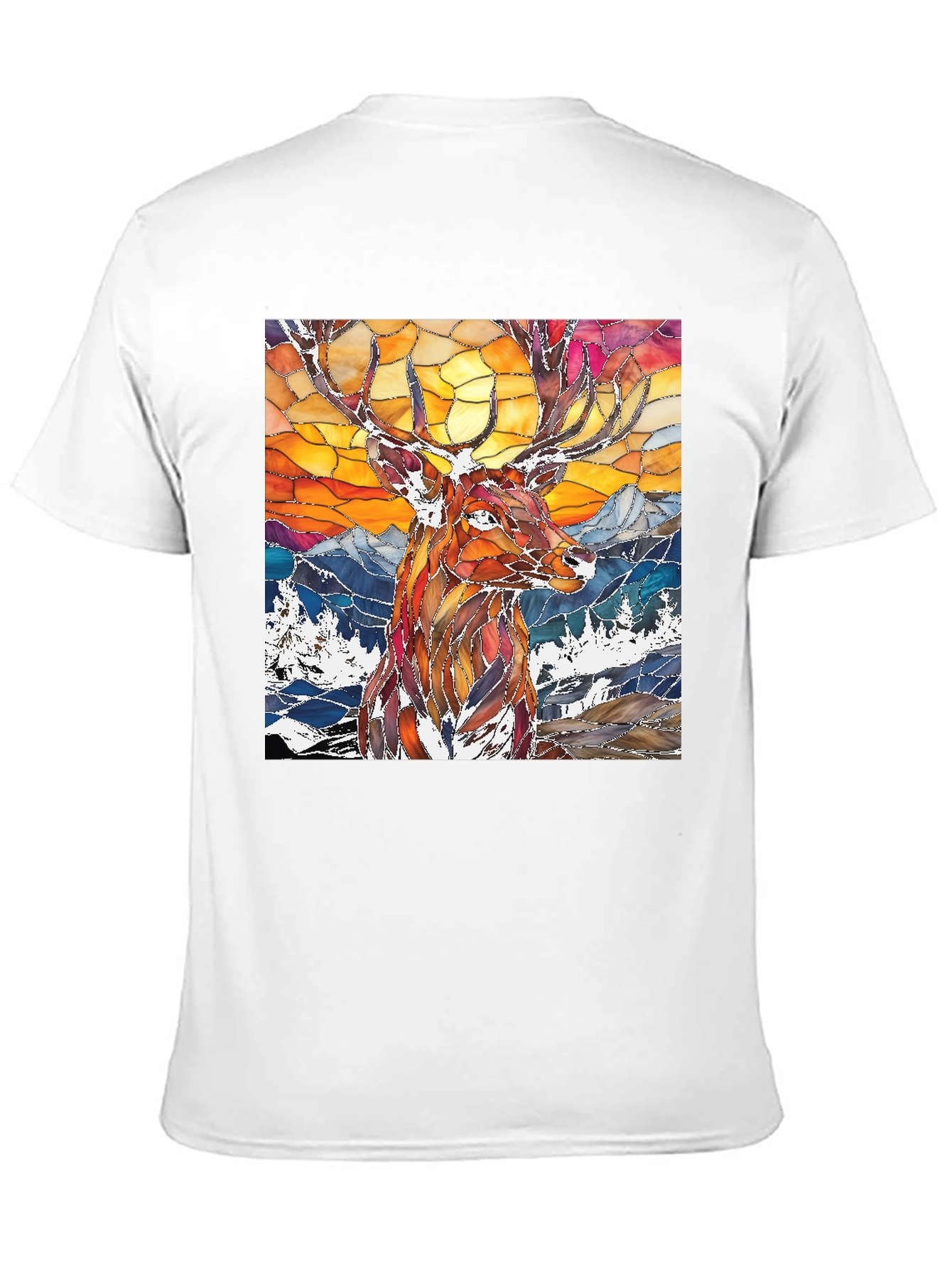 Stained Glass Deer Graphic Tee - Mens Black T-Shirt