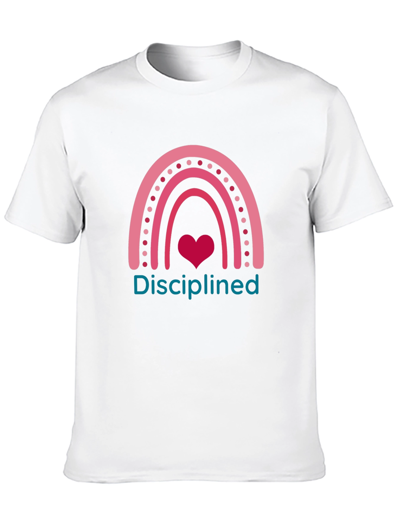 Disciplined Rainbow Heart Graphic T-Shirt