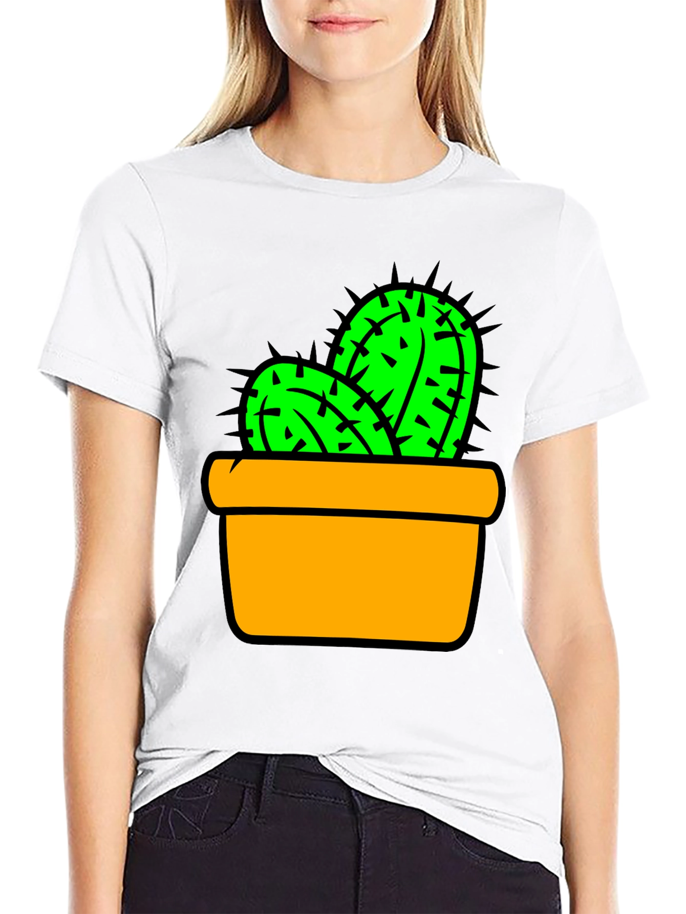 Cactus in Pot Graphic Tee - Trendy Unisex T-Shirt