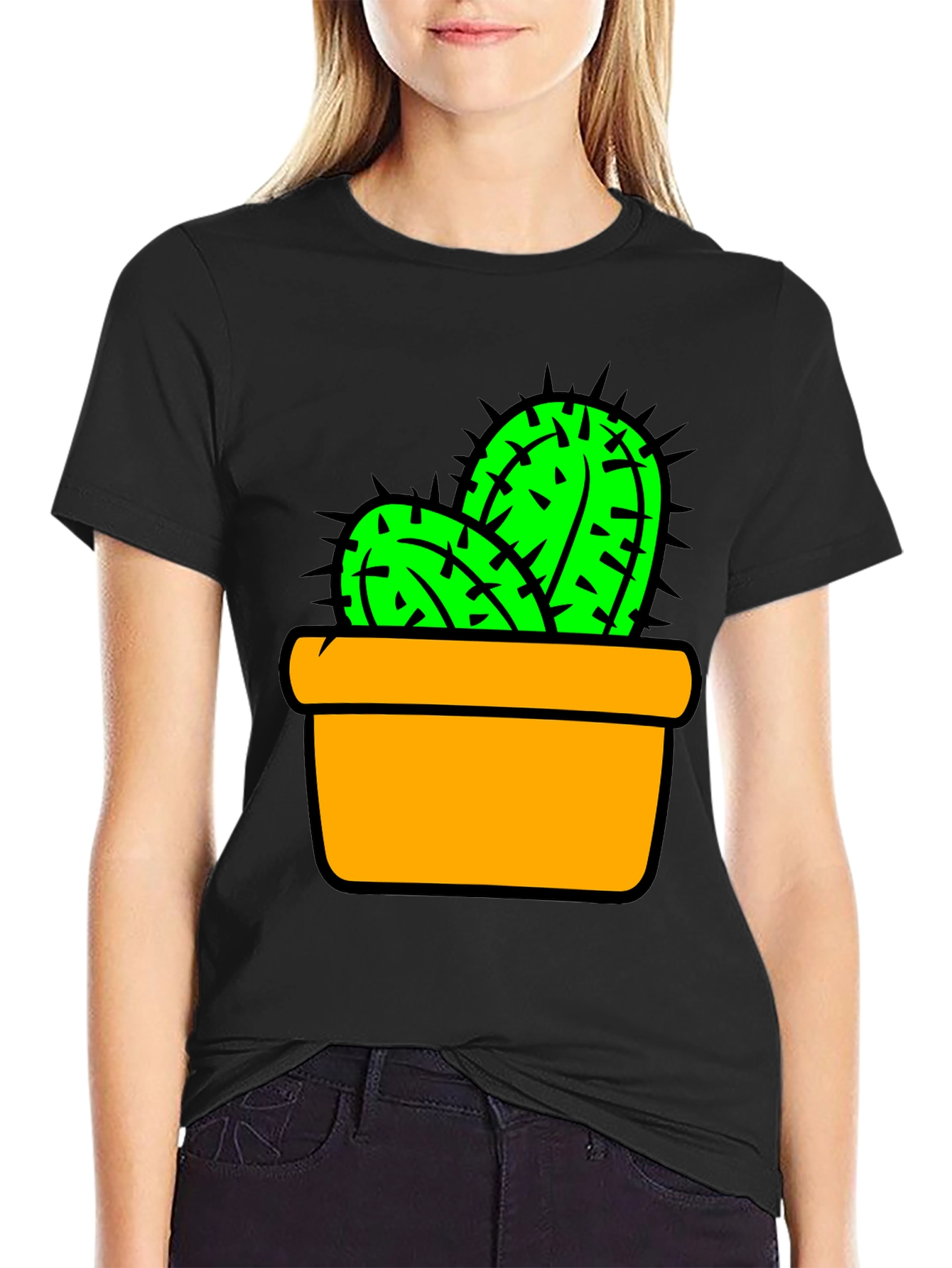Cactus in Pot Graphic Tee - Trendy Unisex T-Shirt