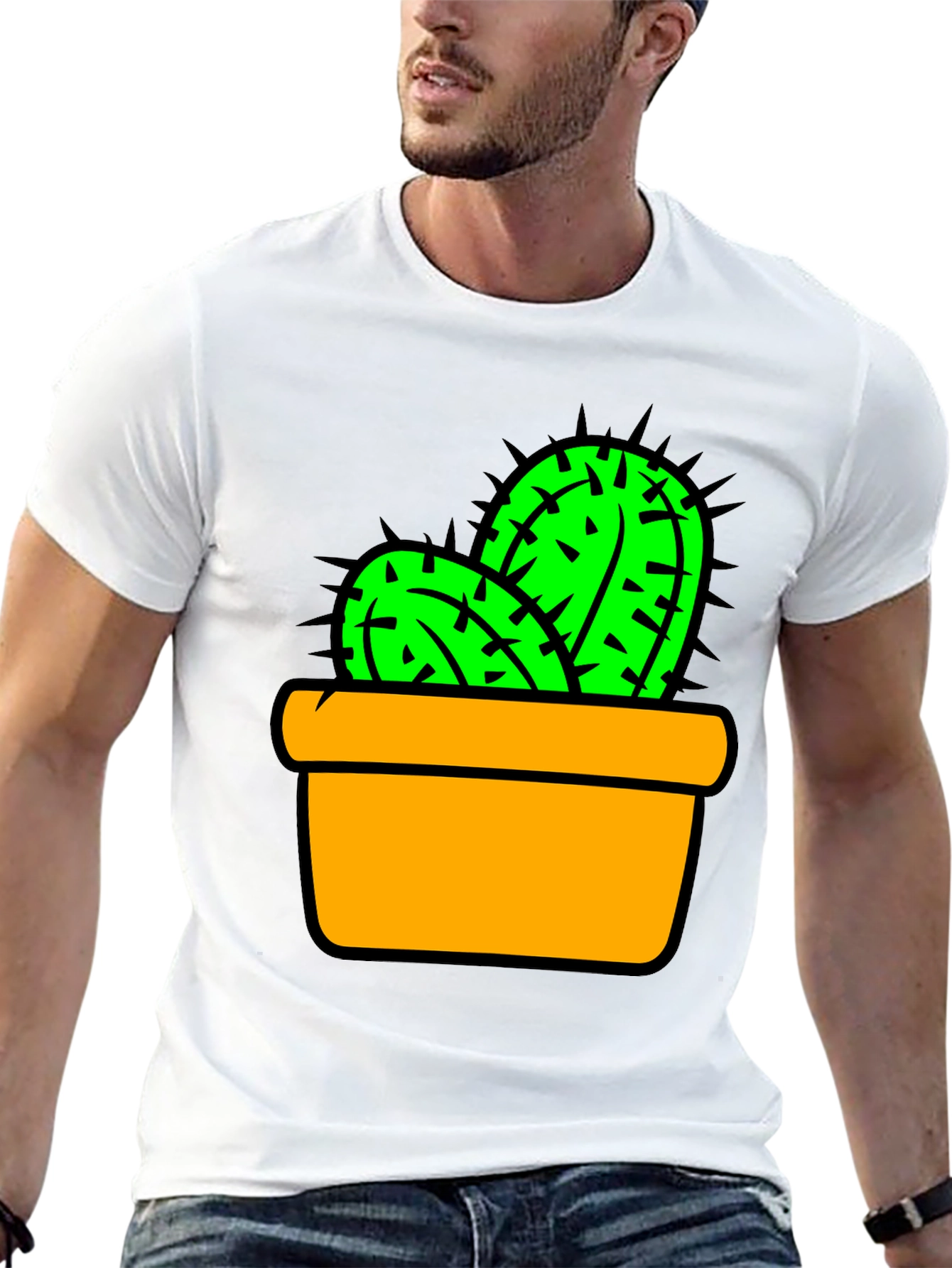 Cactus in Pot Graphic Tee - Trendy Unisex T-Shirt