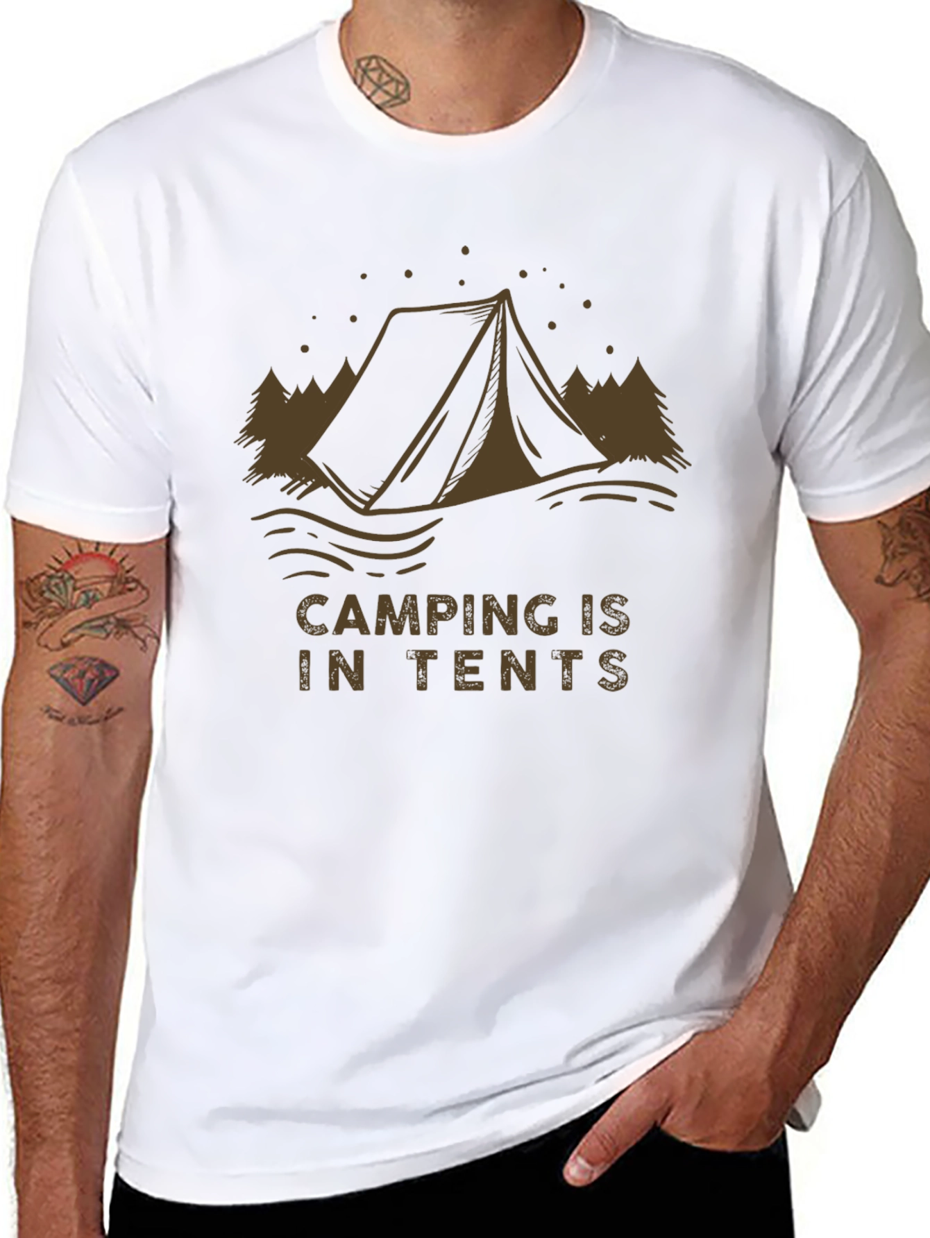 Camping is in Tents Graphic Tee - Black