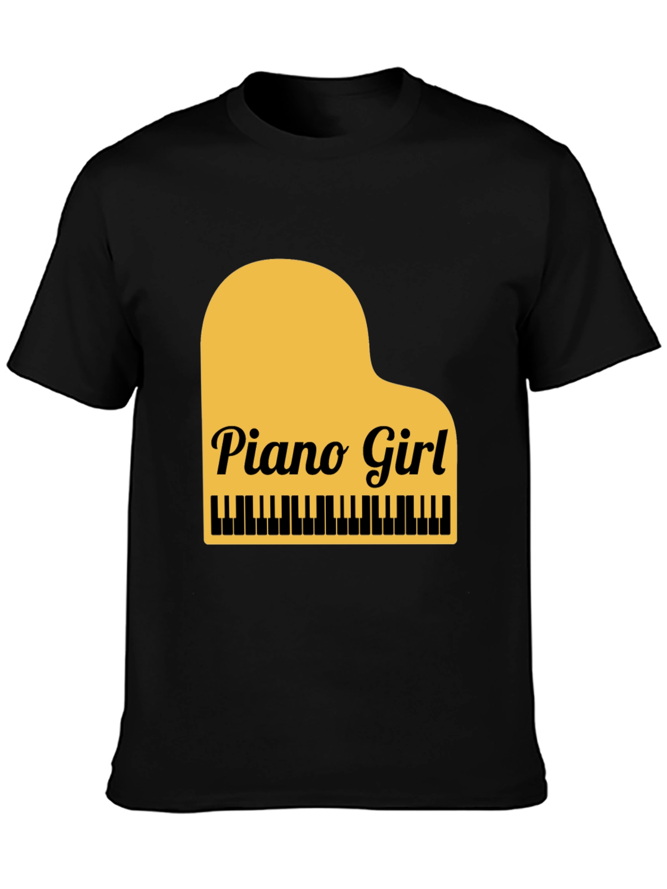 Piano Girl Graphic Tee - Black Cotton Blend