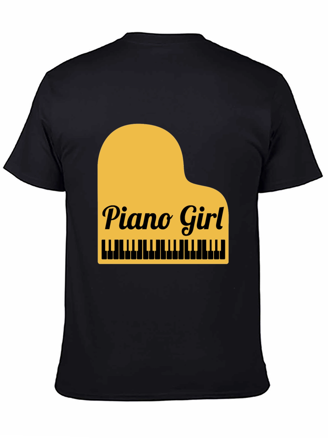 Piano Girl Graphic Tee - Black Cotton Blend